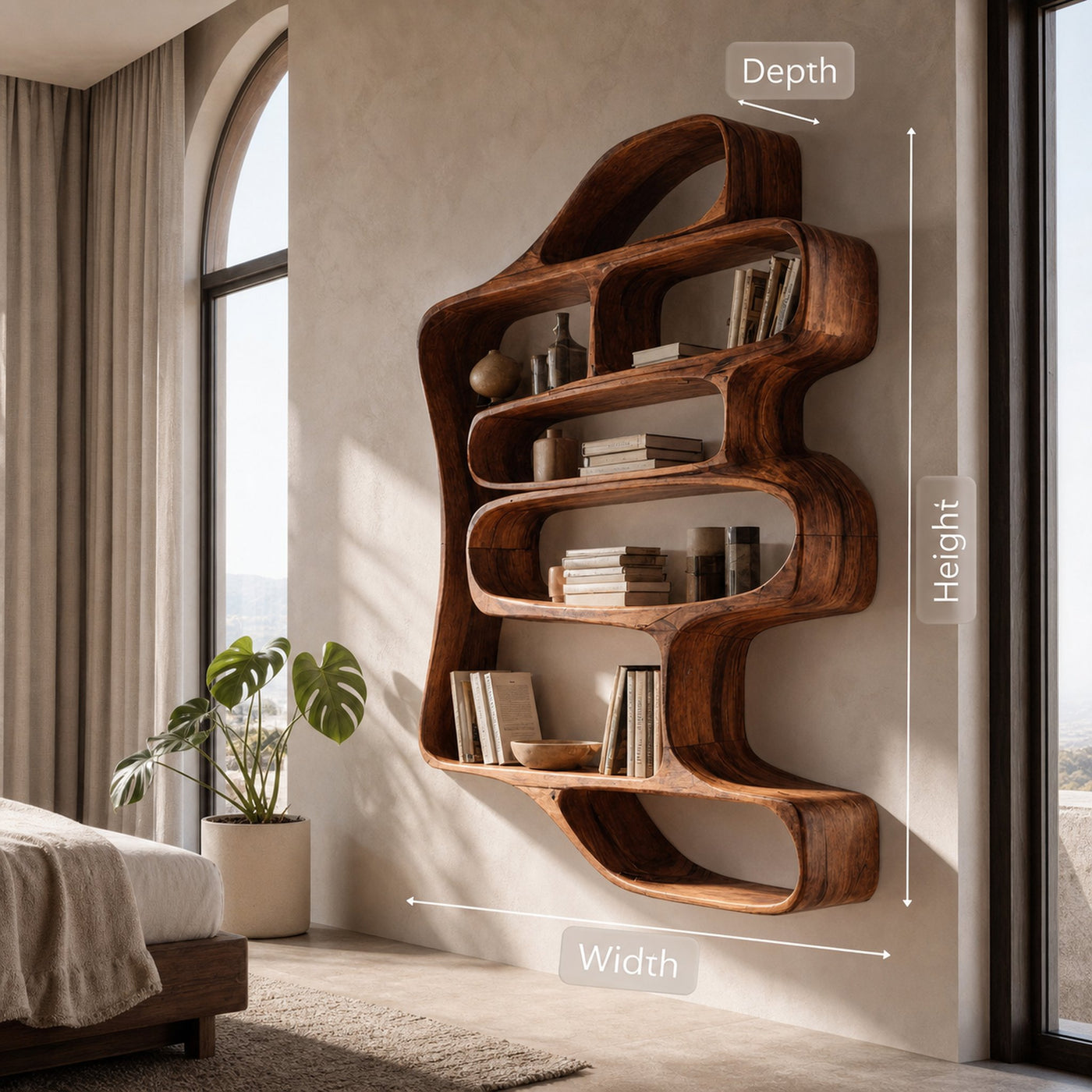Sculptural Floating Bookshelf For Living Room Or Bedroom - product view 7
