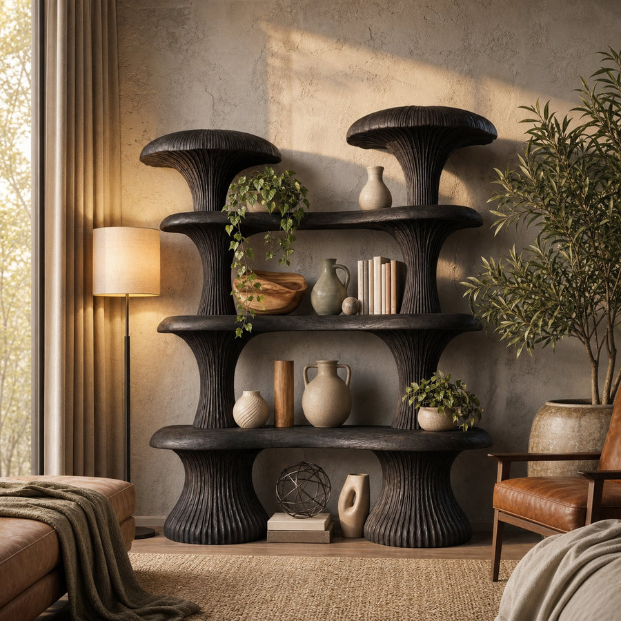 Sculptural Mushroom Bookcase For Living Room And Reading Room