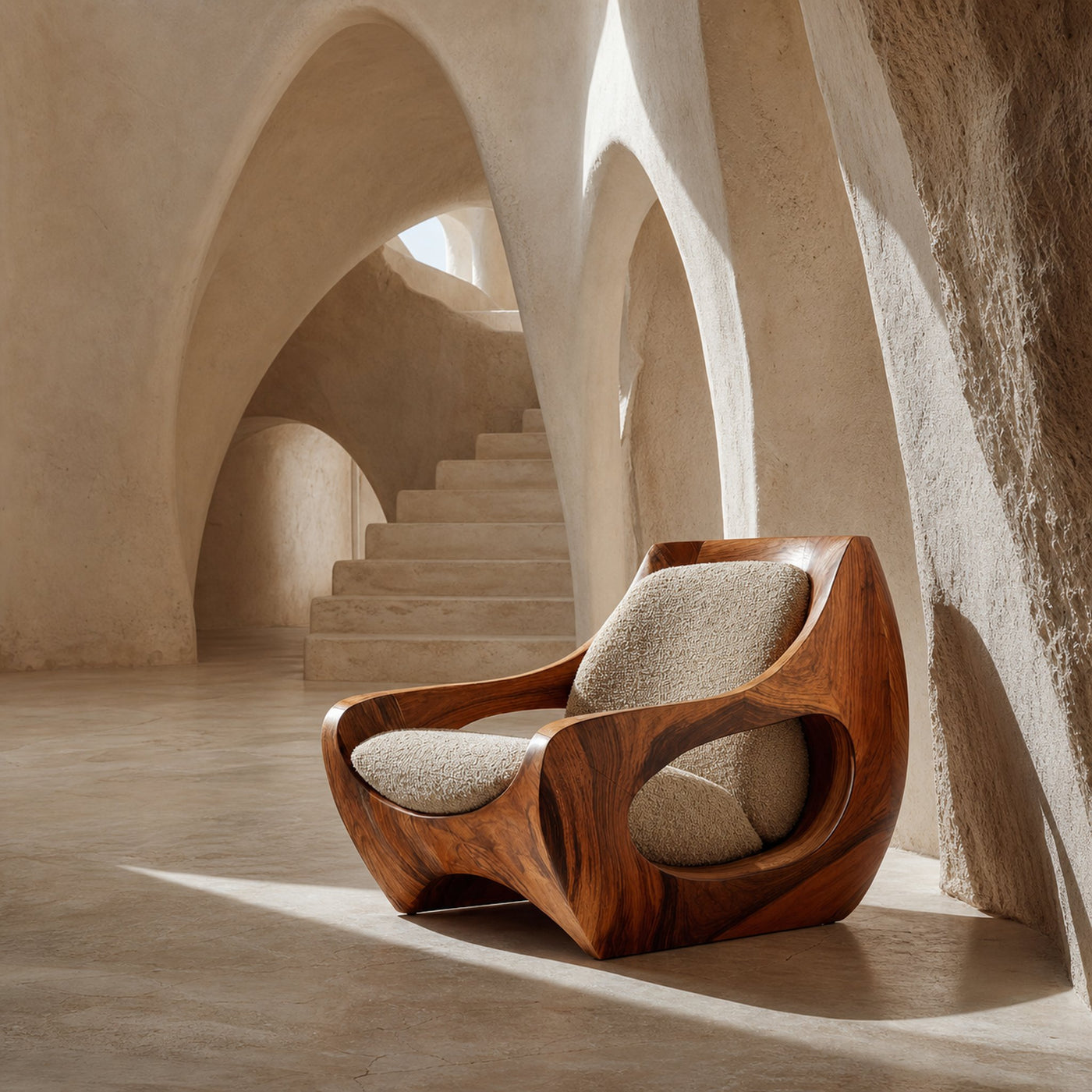 Sculptural Natural Wood Chair For Modern Home Decor