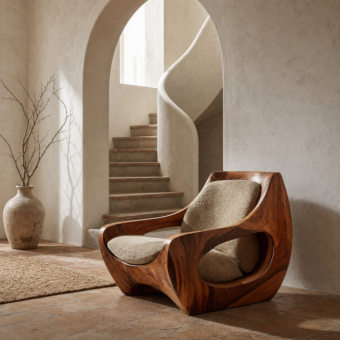Sculptural Natural Wood Chair For Modern Home Decor - product view 6