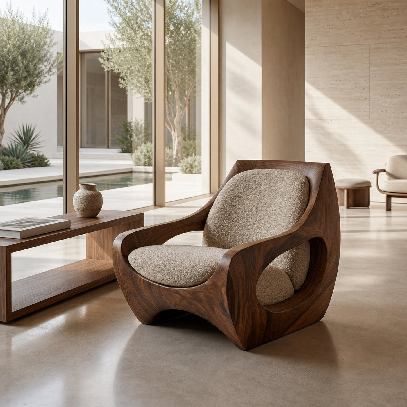 Sculptural Natural Wood Chair For Modern Home Decor - product view 7
