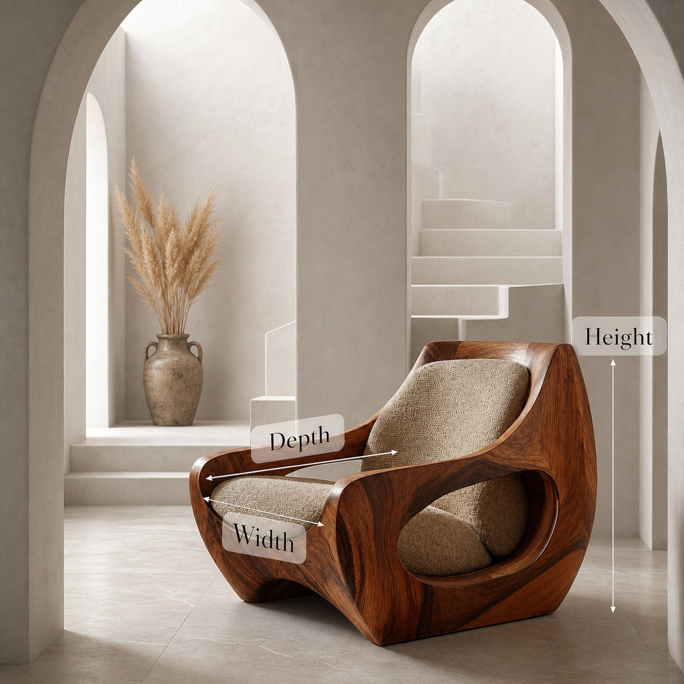 Sculptural Natural Wood Chair For Modern Home Decor - product view 8