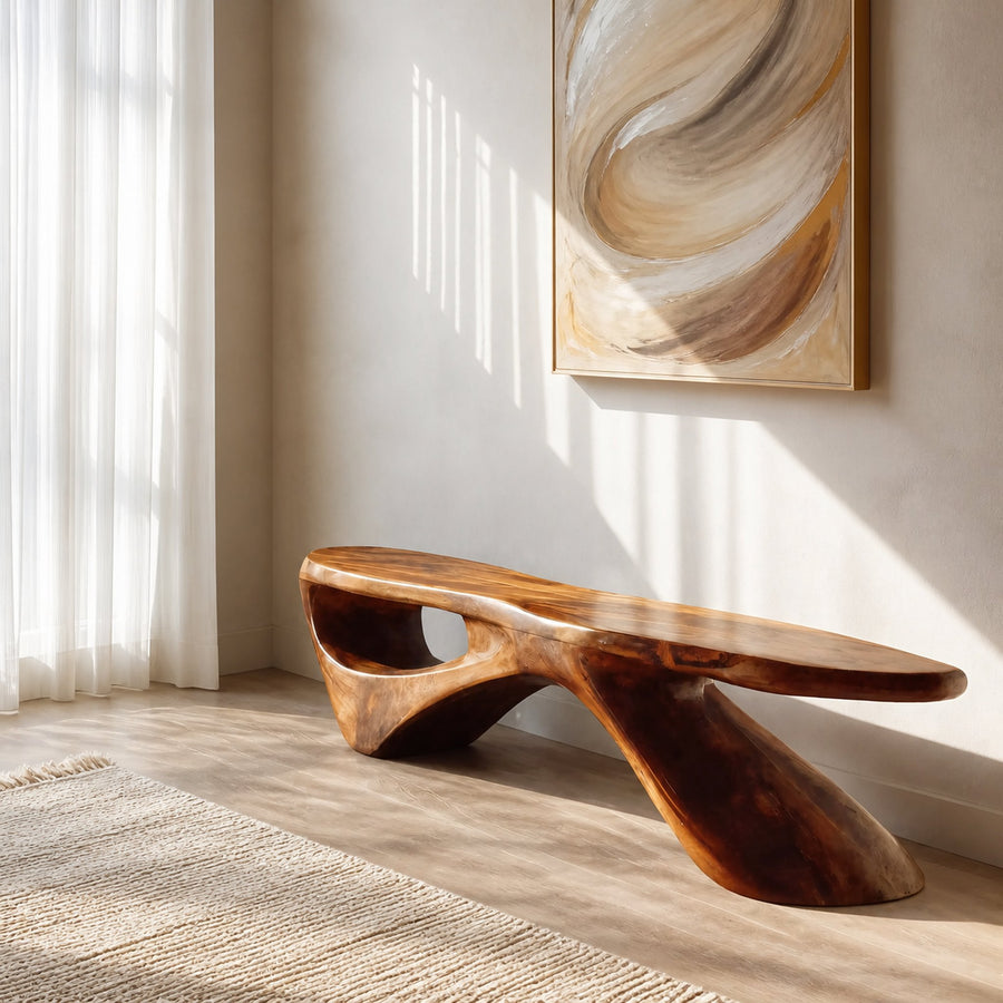 Sculptural Organic Bench For Entryway Or Living Room