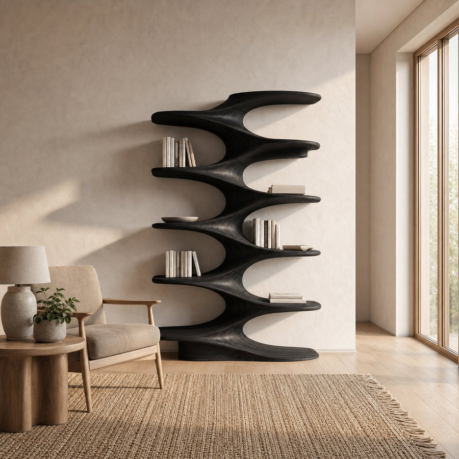 Sculptural Organic Bookshelf For Living Room And Reading Room