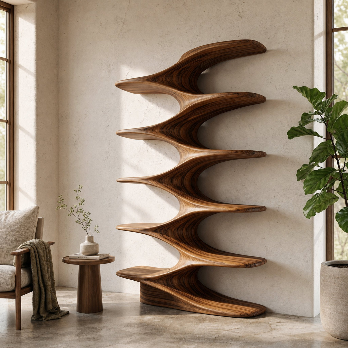 Sculptural Organic Bookshelf For Living Room And Reading Room - product view 6