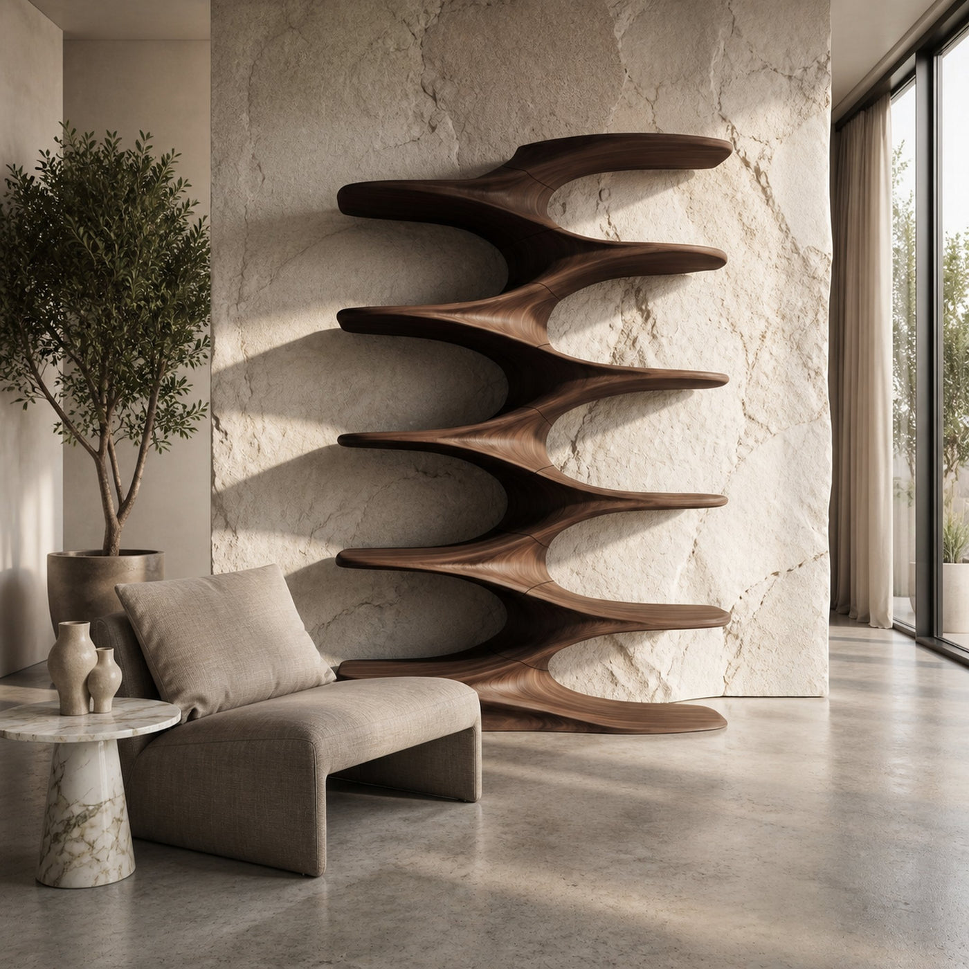 Sculptural Organic Bookshelf For Living Room And Reading Room - product view 7