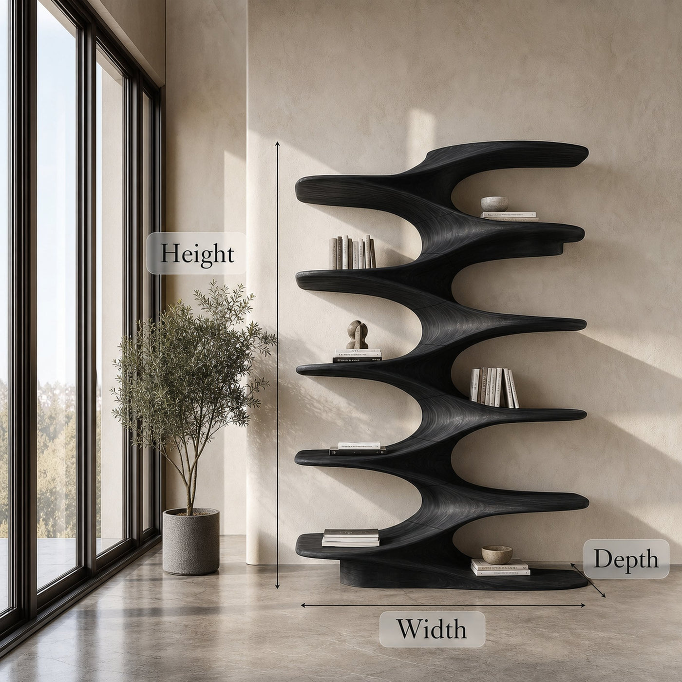 Sculptural Organic Bookshelf For Living Room And Reading Room - product view 8