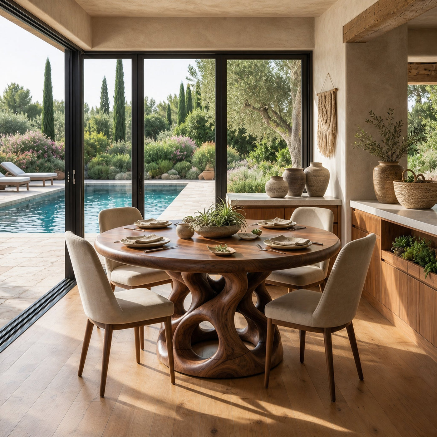 Sculptural Round Kitchen Table For Garden View Room - product view 2