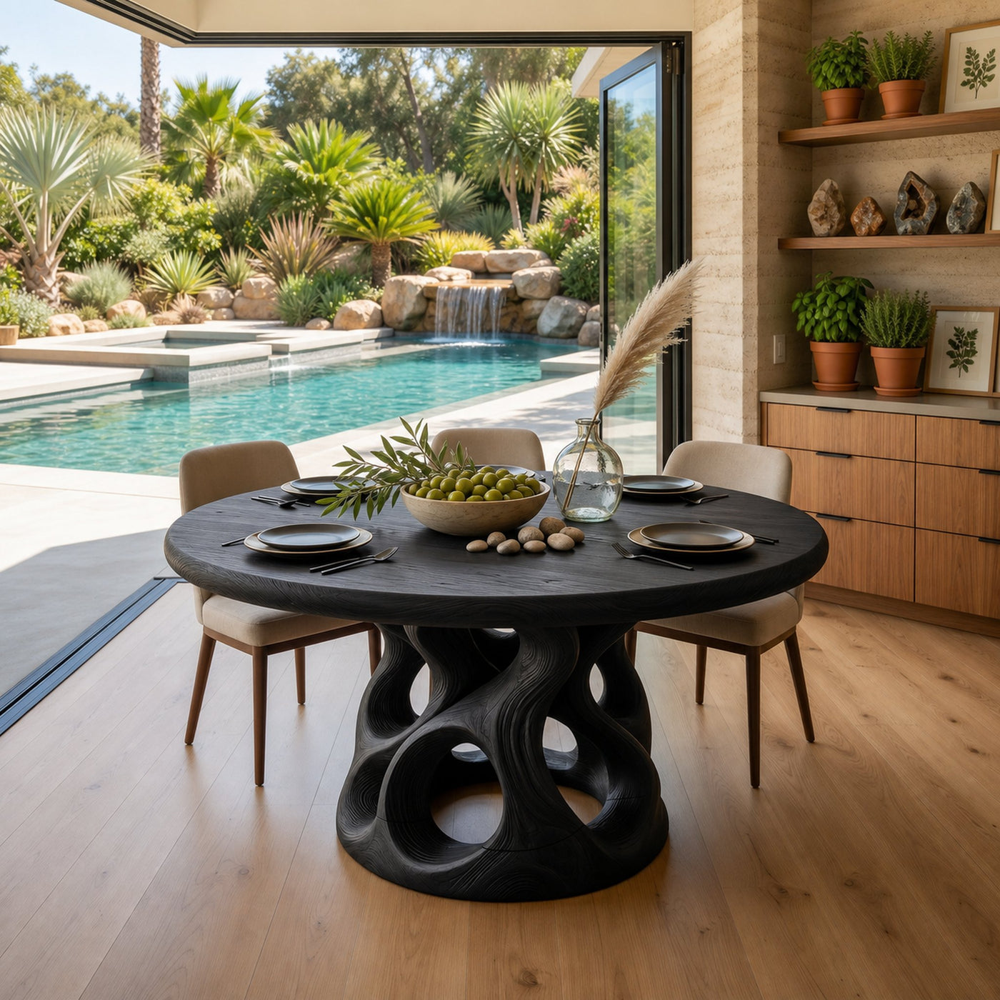 Sculptural Round Kitchen Table For Garden View Room - product view 4