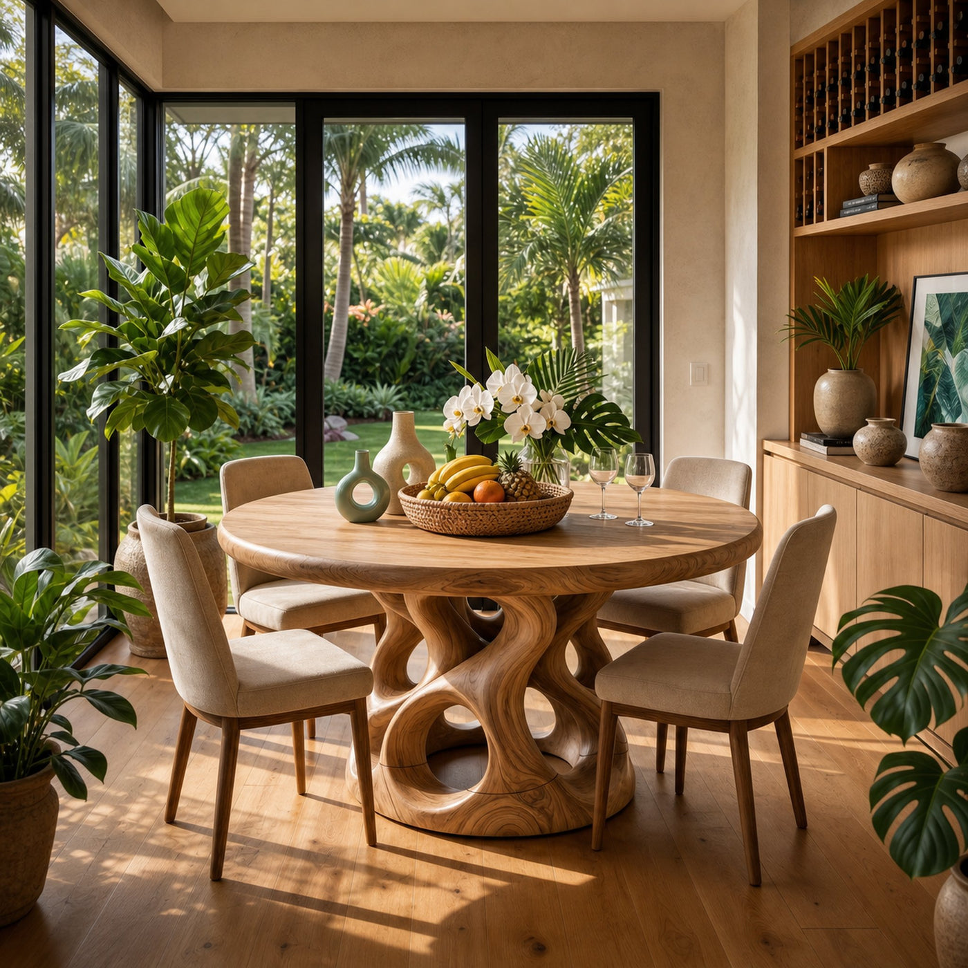 Sculptural Round Kitchen Table For Garden View Room - product view 5