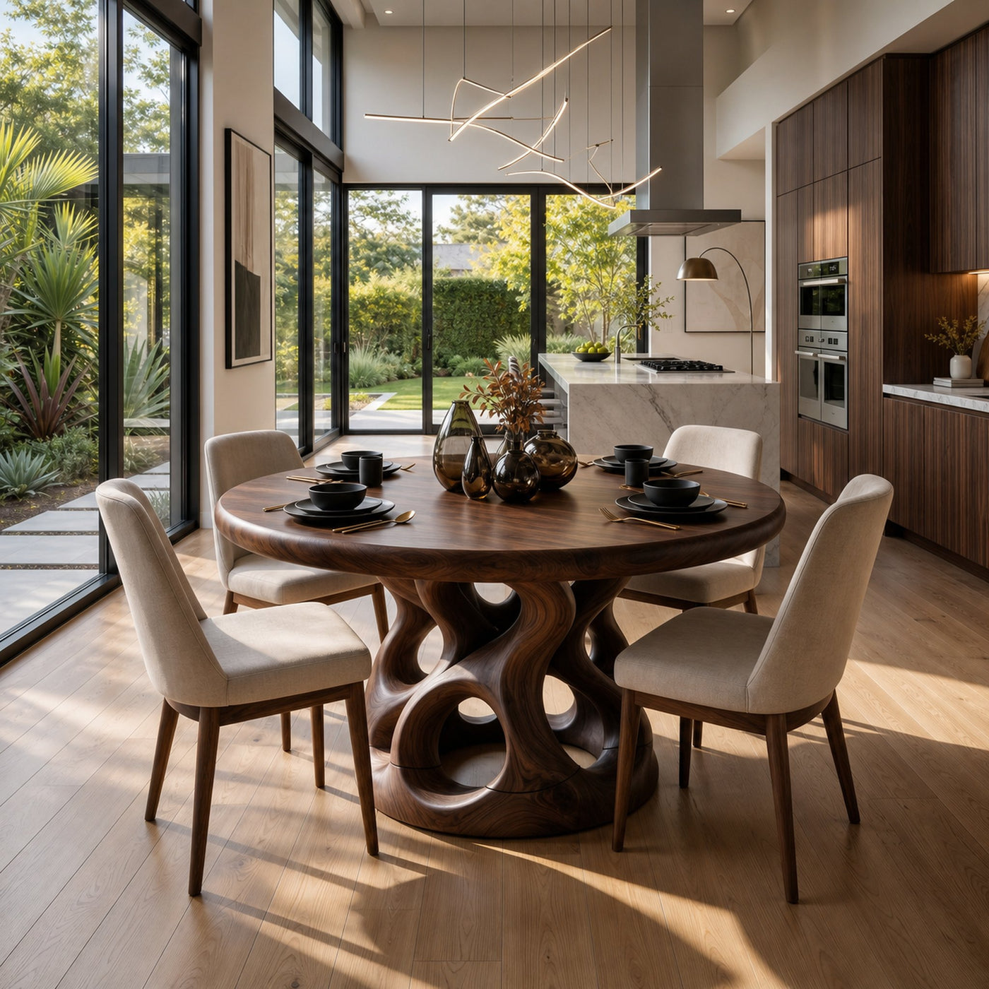 Sculptural Round Kitchen Table For Garden View Room - product view 7