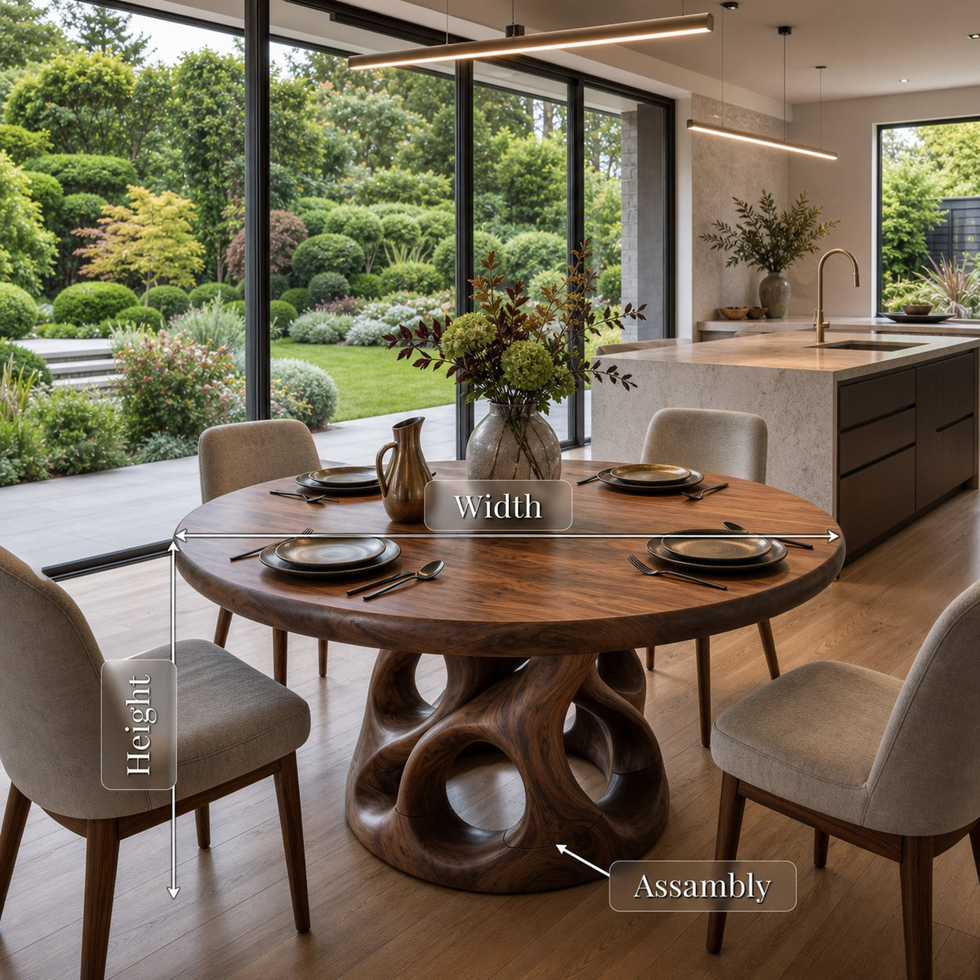 Sculptural Round Kitchen Table For Garden View Room - product view 8