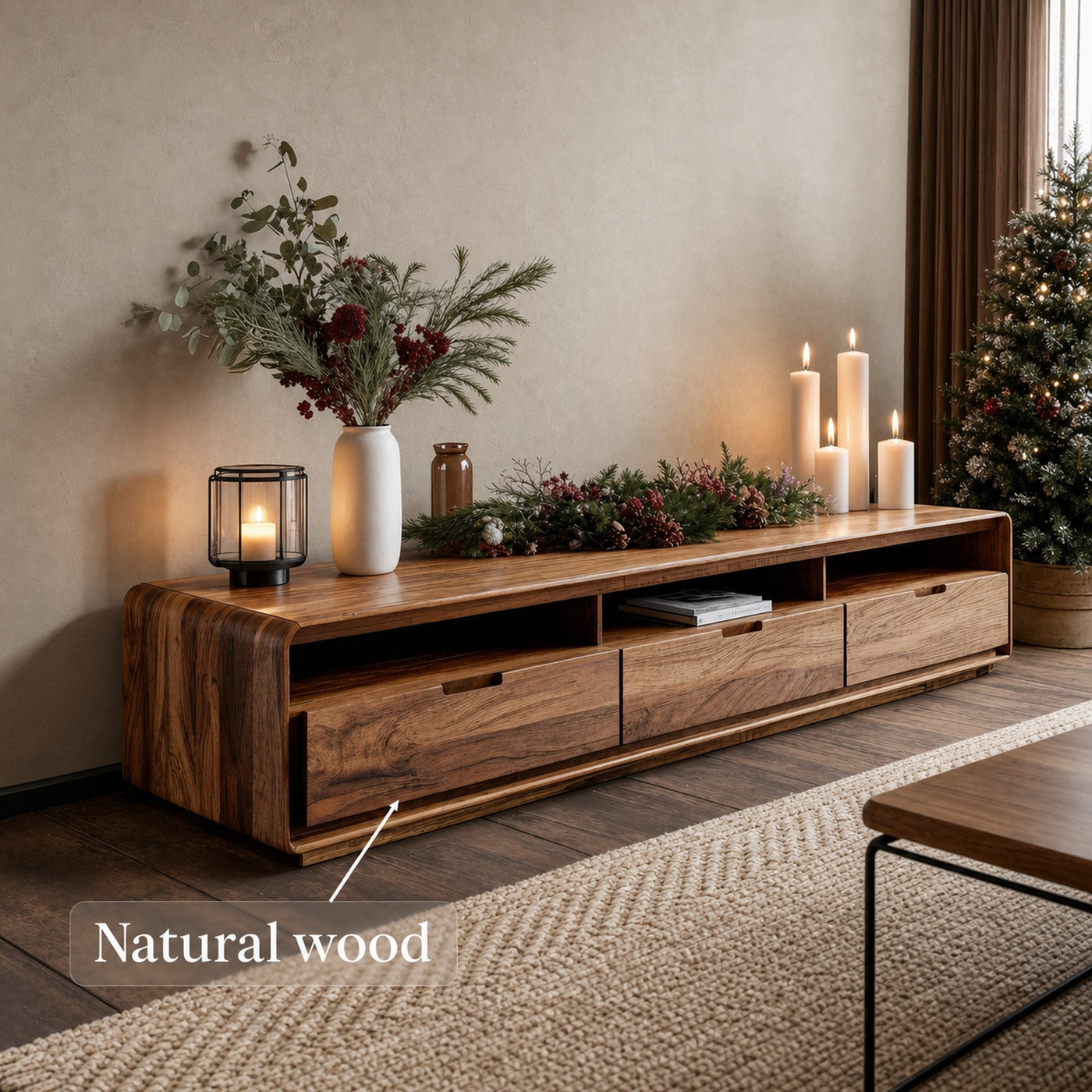 Sculptural Sideboard With Rounded Edge For Holiday Interior - product view 6