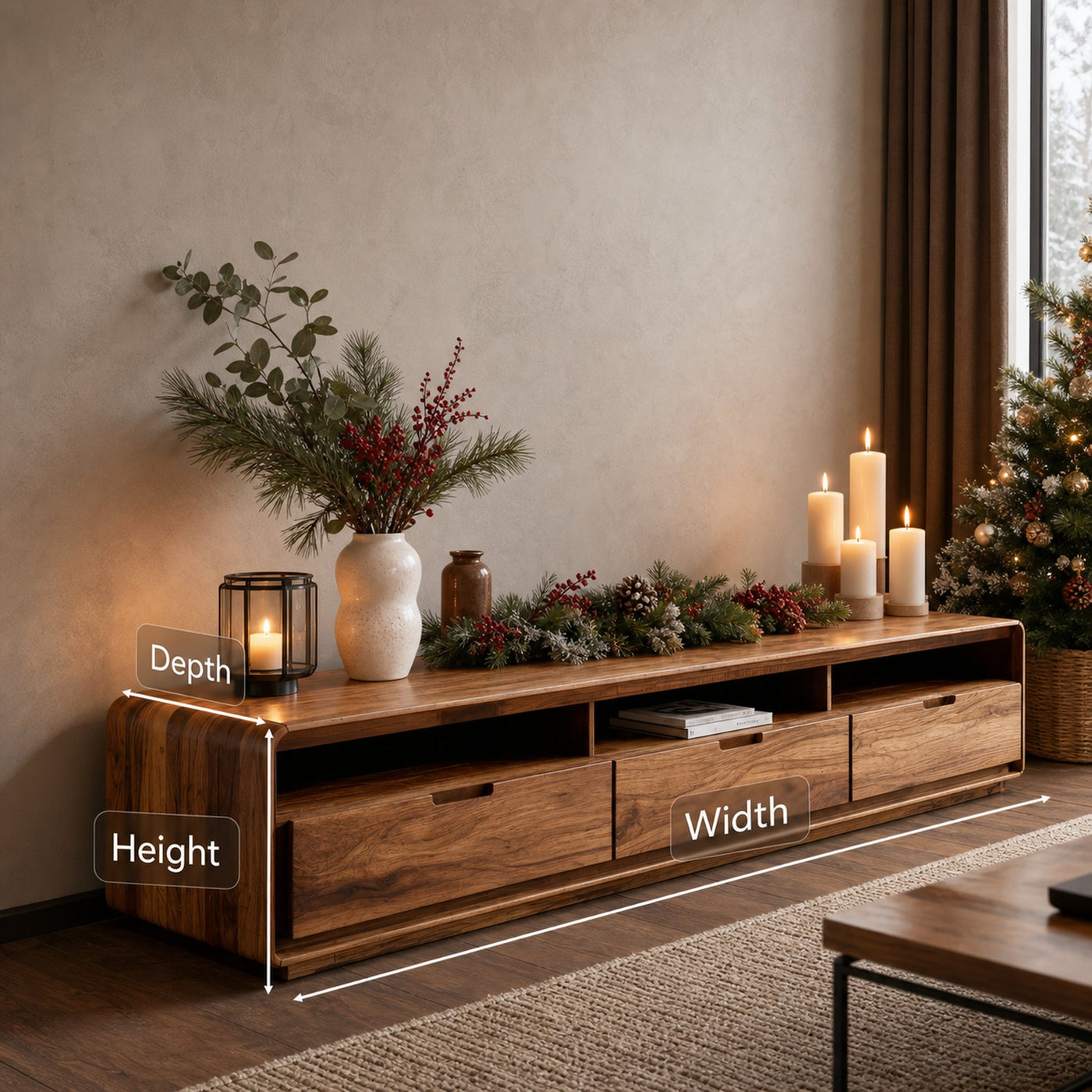 Sculptural Sideboard With Rounded Edge For Holiday Interior - product view 8