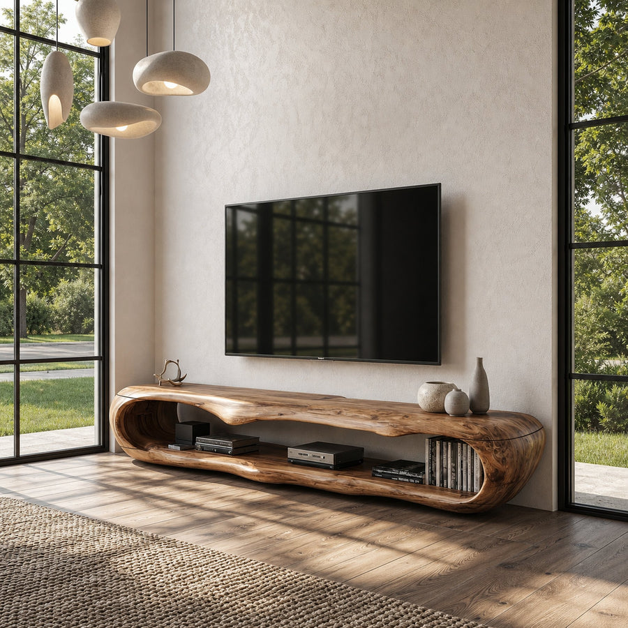 Sculptural TV Cabinet Nature Inspired Artistic Design For Living Room