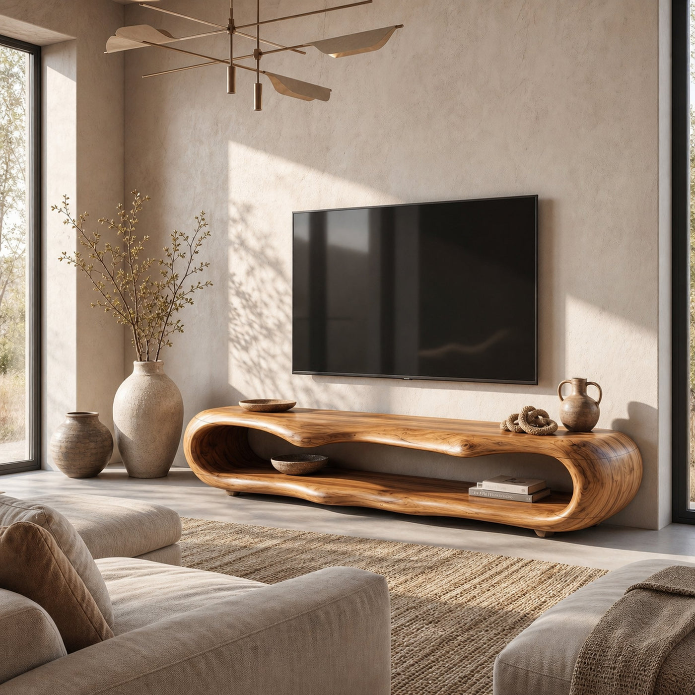 Sculptural TV Cabinet Nature Inspired Artistic Design For Living Room - product view 6