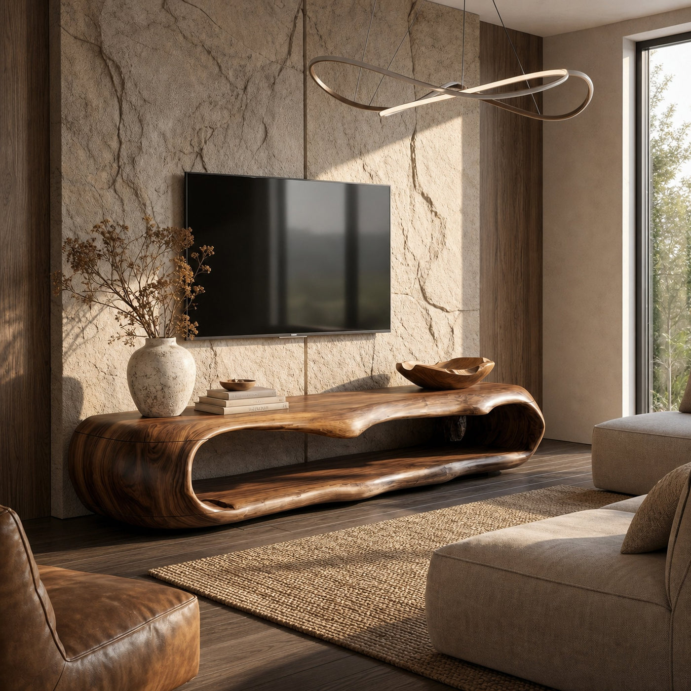 Sculptural TV Cabinet Nature Inspired Artistic Design For Living Room - product view 7