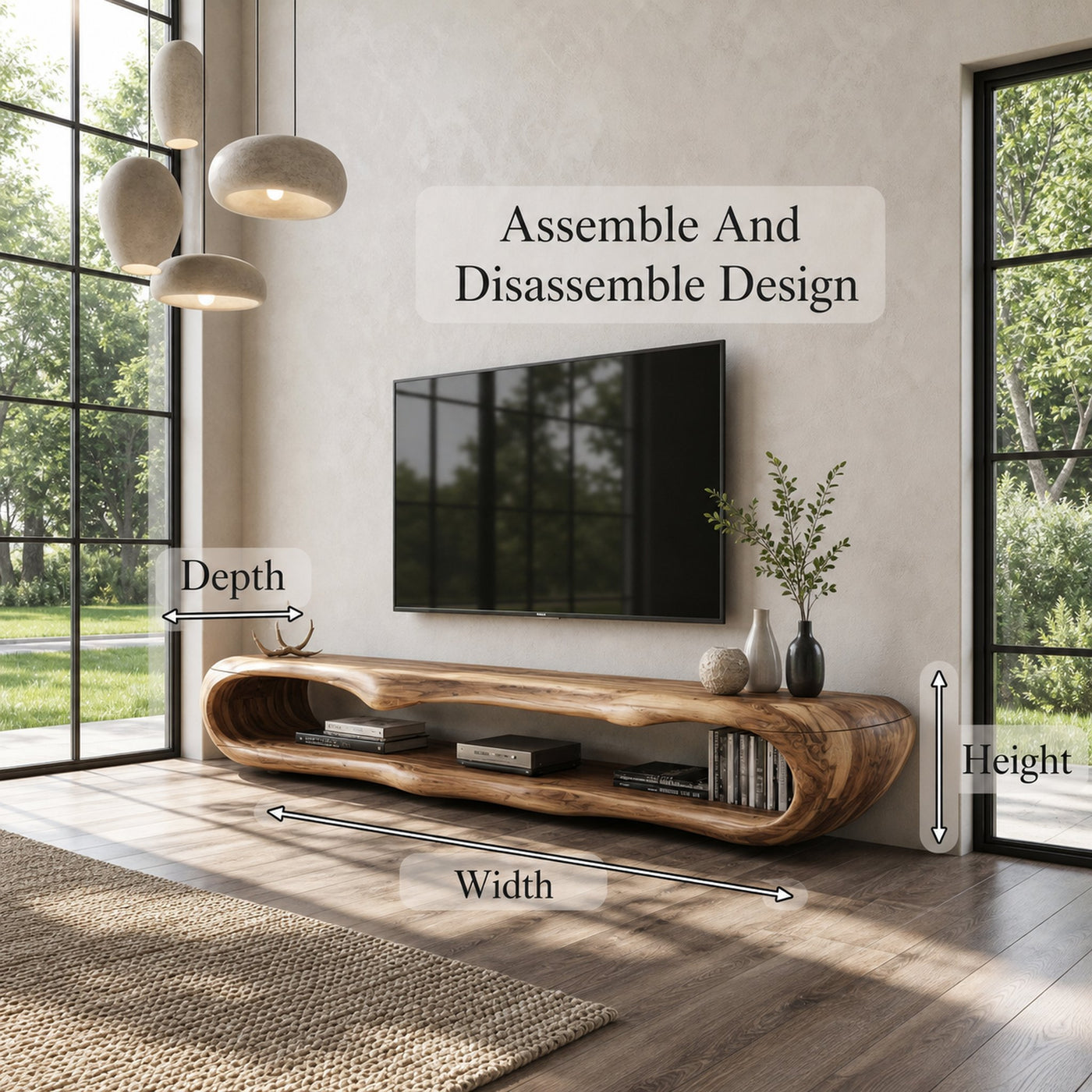 Sculptural TV Cabinet Nature Inspired Artistic Design For Living Room - product view 8