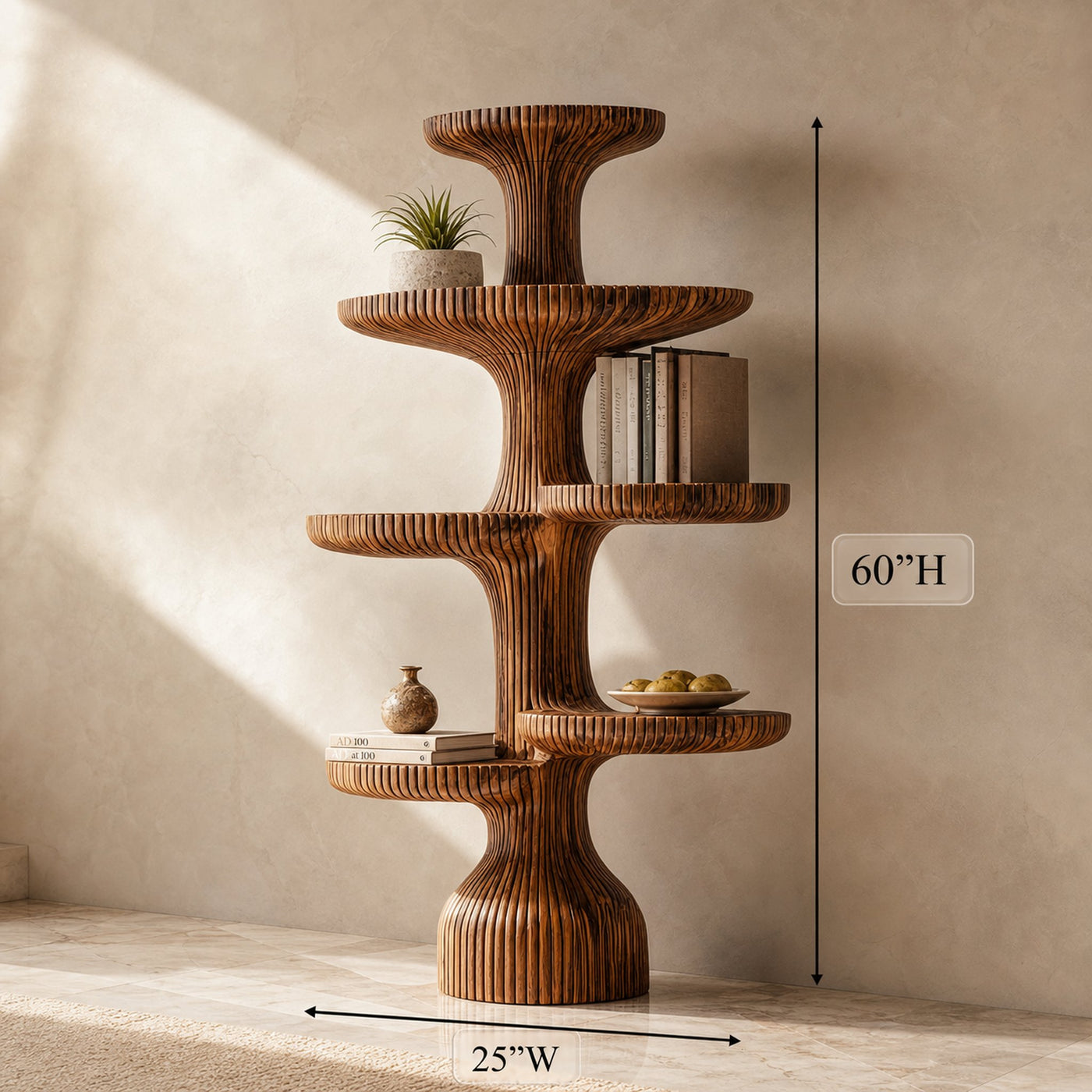 Sculptural Tiered Tree Shelf Living Room Interior Artistic Feature - product view 8