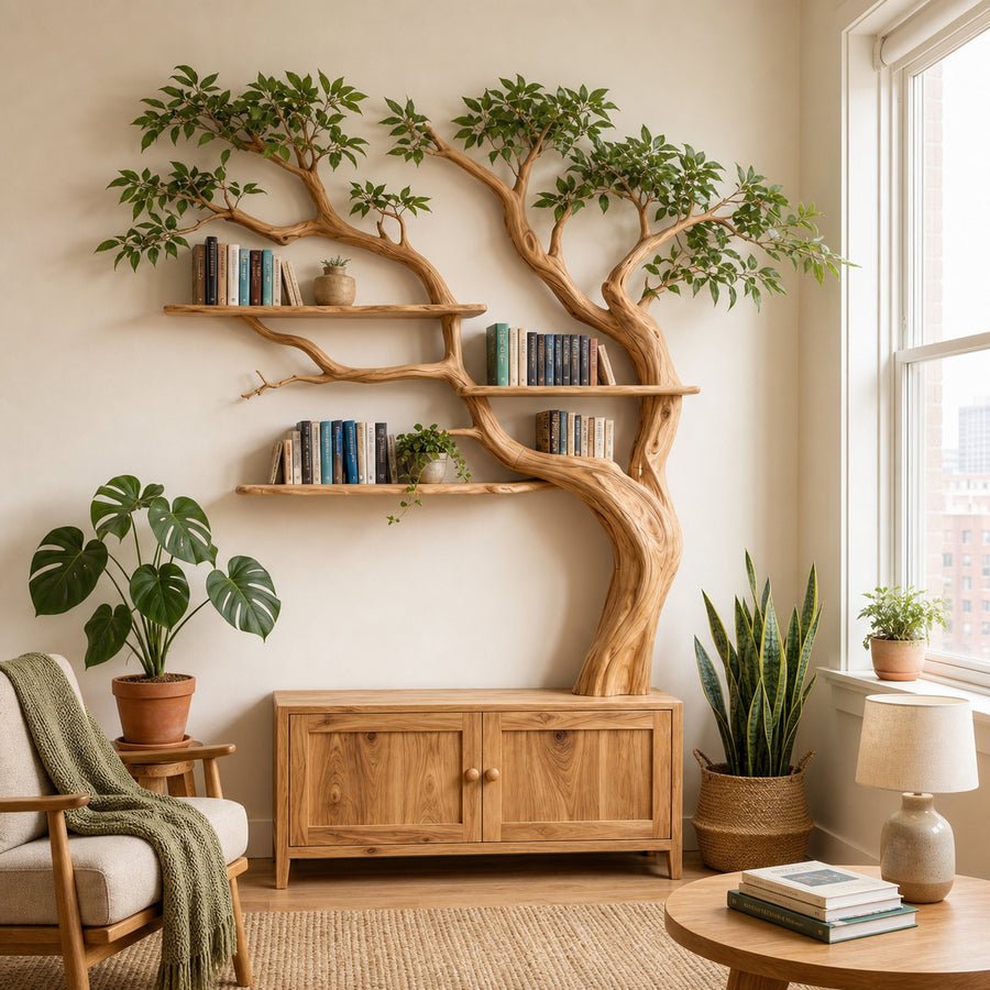 Sculptural Tree Bookcase With Storage For Living Room And Reading Room