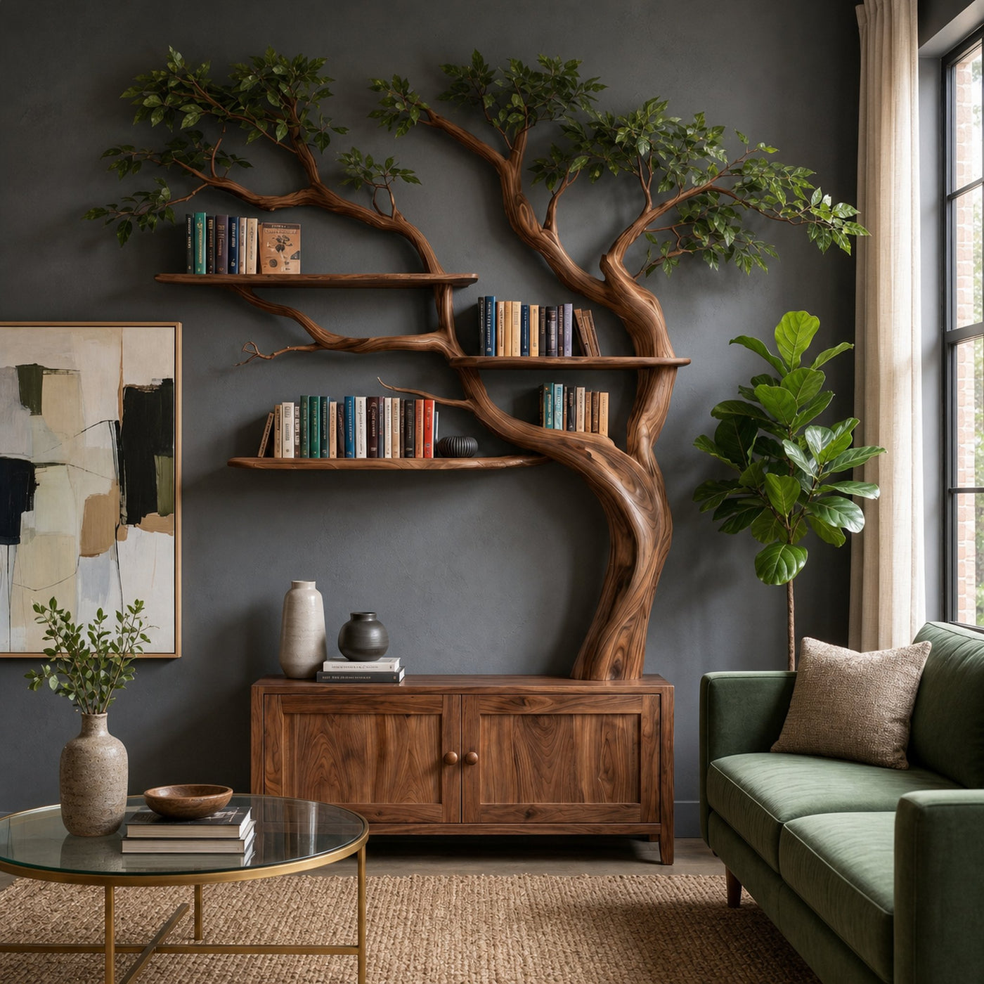Sculptural Tree Bookcase With Storage For Living Room And Reading Room - product view 7