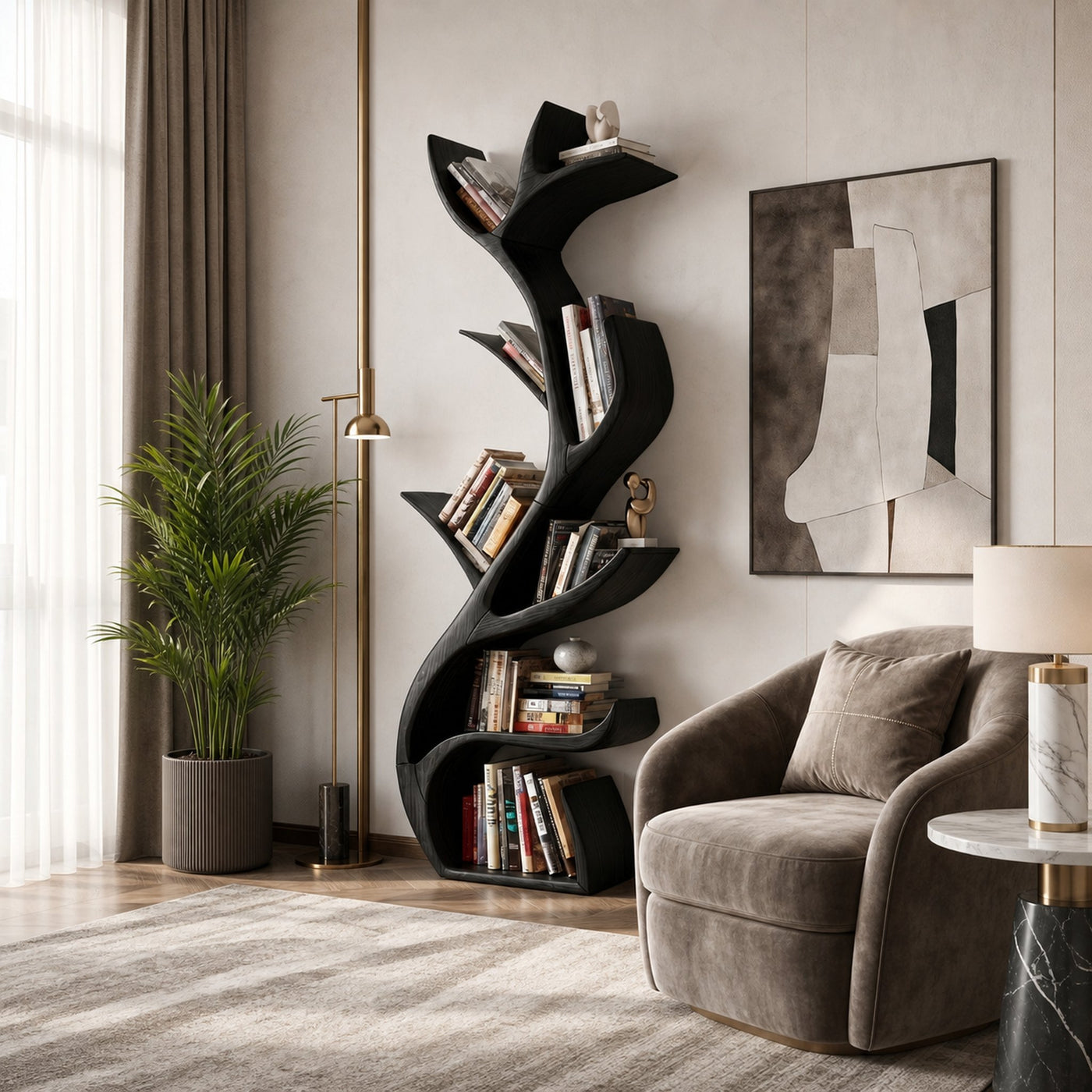 Sculptural Tree Bookshelf For Living Room - product view 7