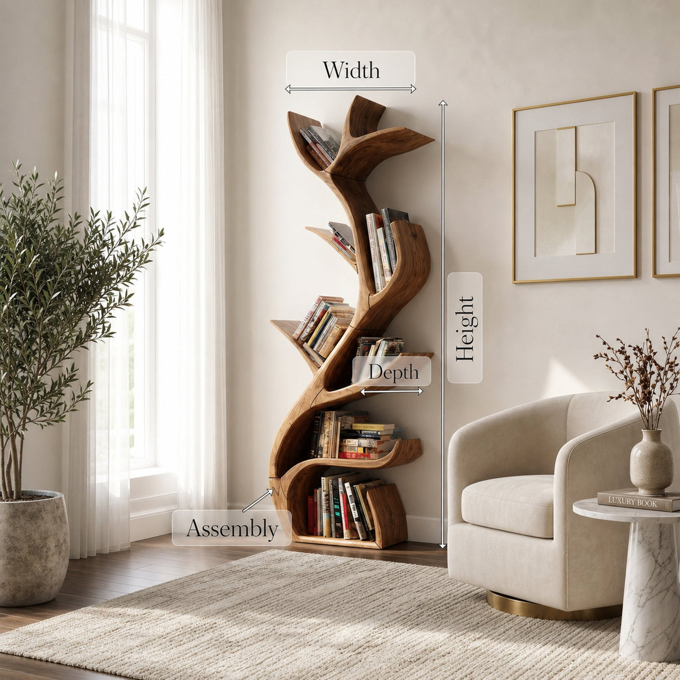 Sculptural Tree Bookshelf For Living Room - product view 8