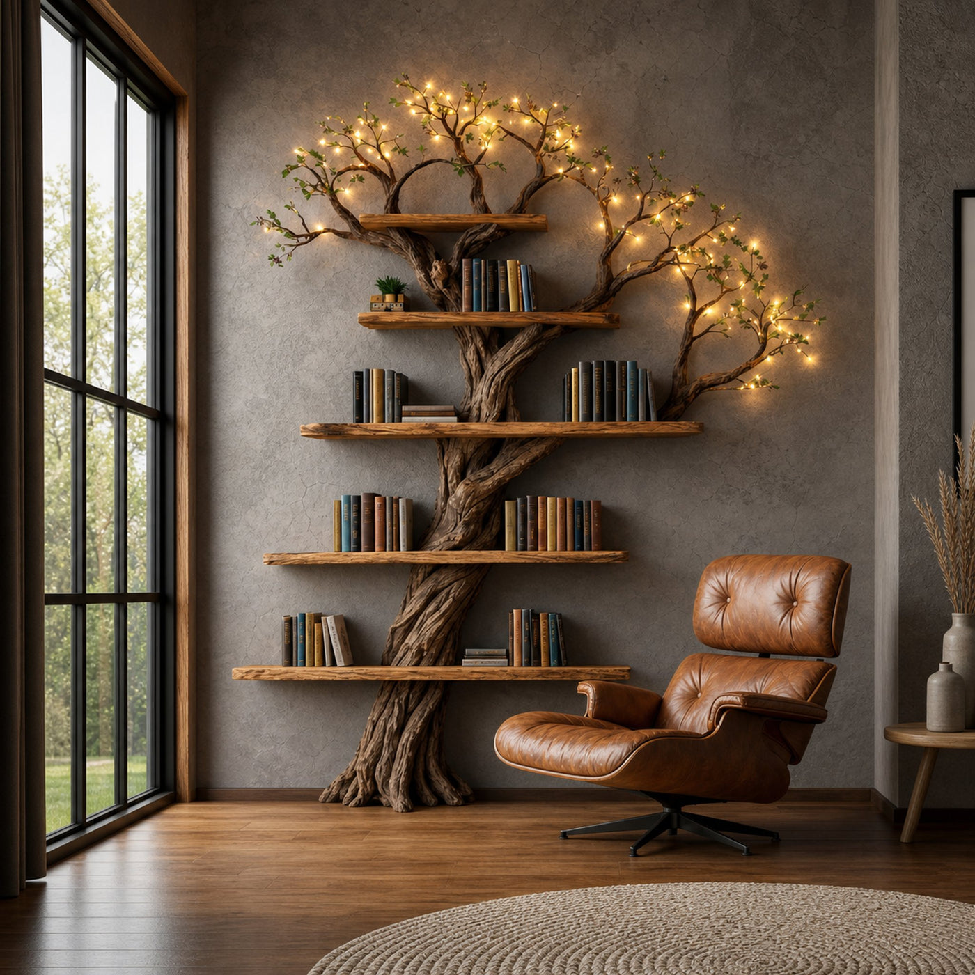 Sculptural Tree Bookshelf Living Room Interior Art Furniture