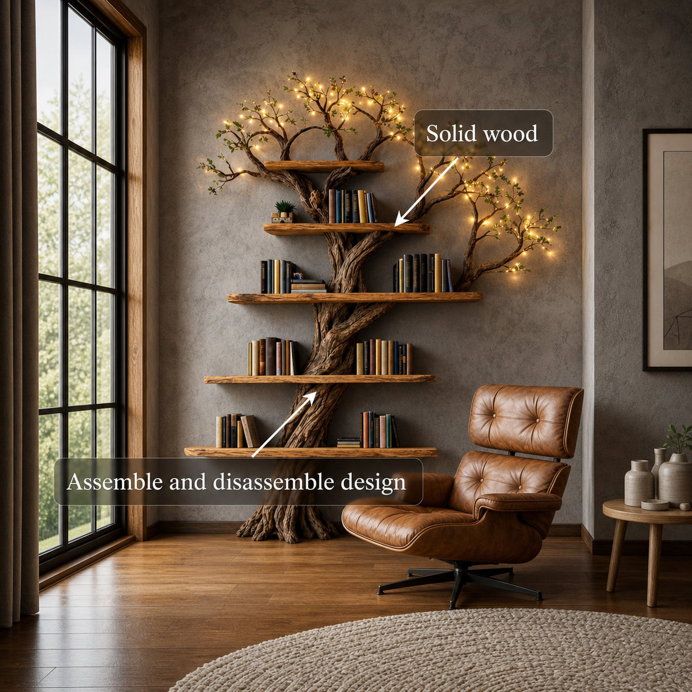Sculptural Tree Bookshelf Living Room Interior Art Furniture - product view 3