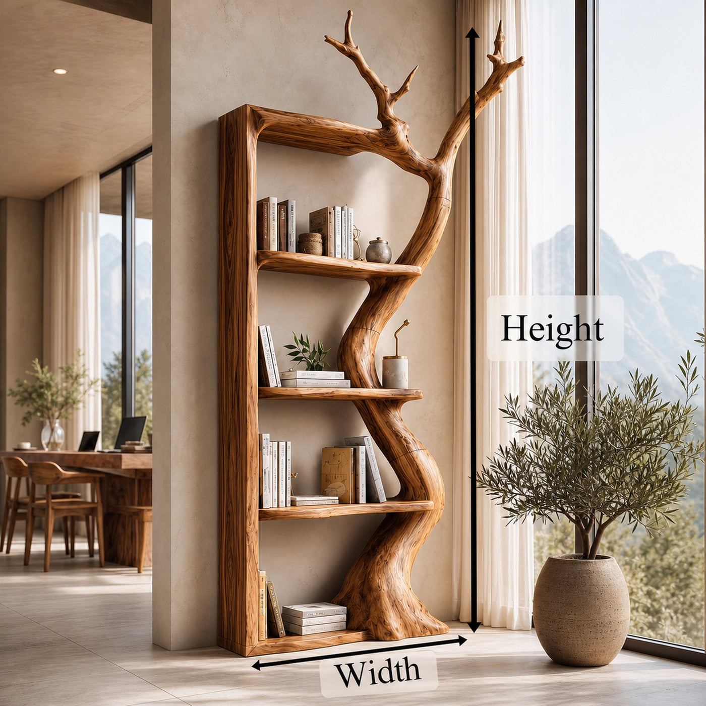 Sculptural Tree Bookshelf With Flowing Branch Frame For Living Room - product view 8