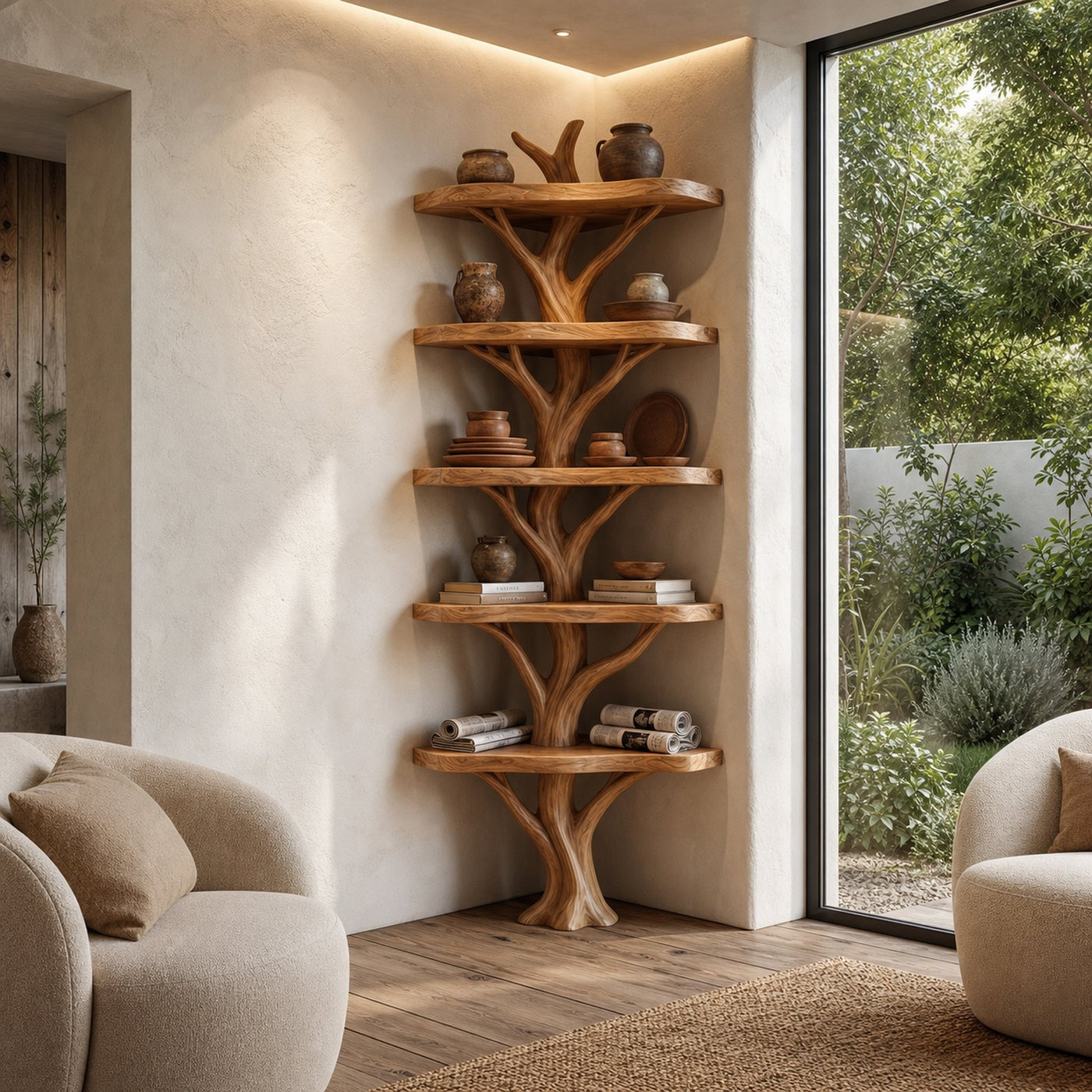 Sculptural Tree Bookshelf With Multi Tier Open Shelving For Reading Corner - product view 6