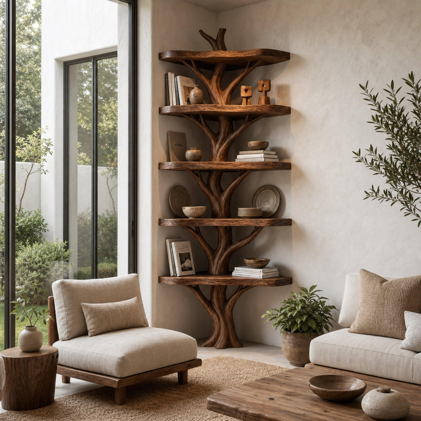 Sculptural Tree Bookshelf With Multi Tier Open Shelving For Reading Corner - product view 7