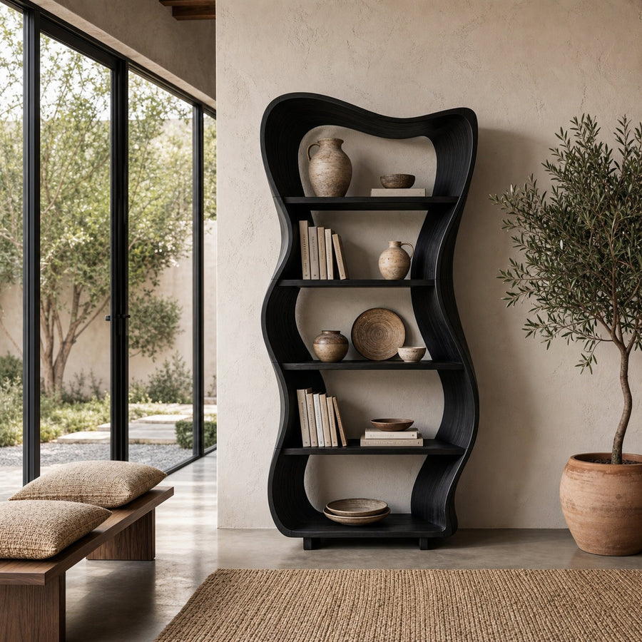 Sculptural Tree Shelf With Organic Wood Design For Living Room And Reading Corner