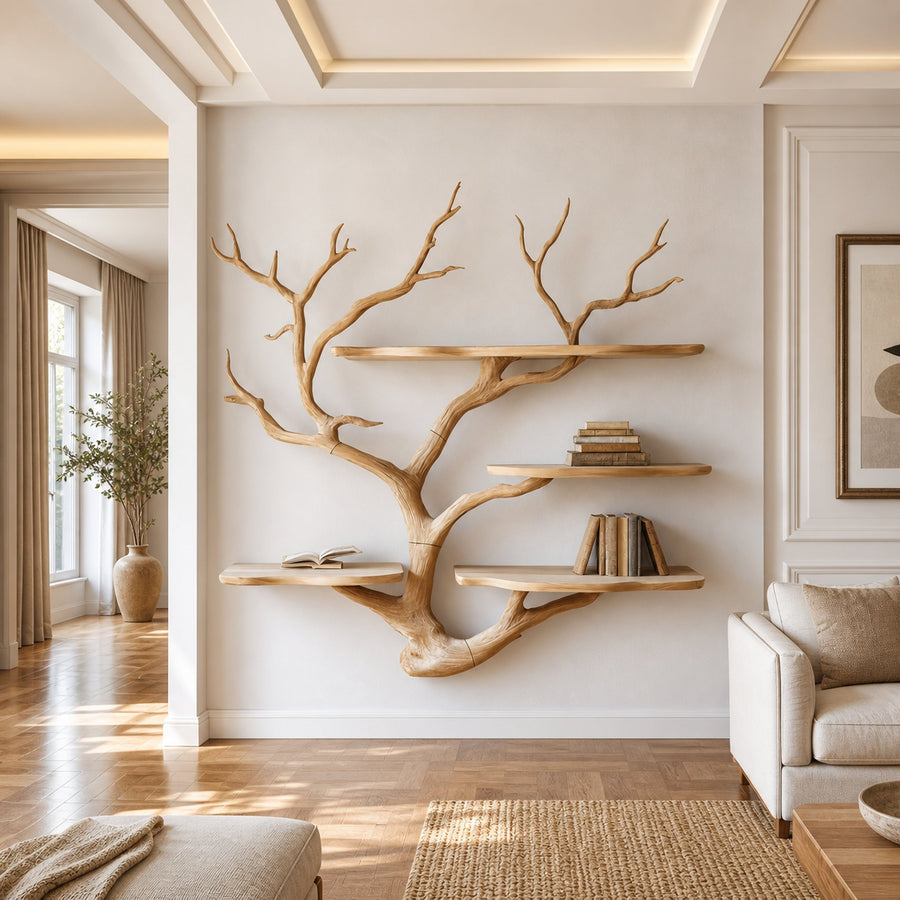 Sculptural Tree Wall Shelf Living Room And Studio
