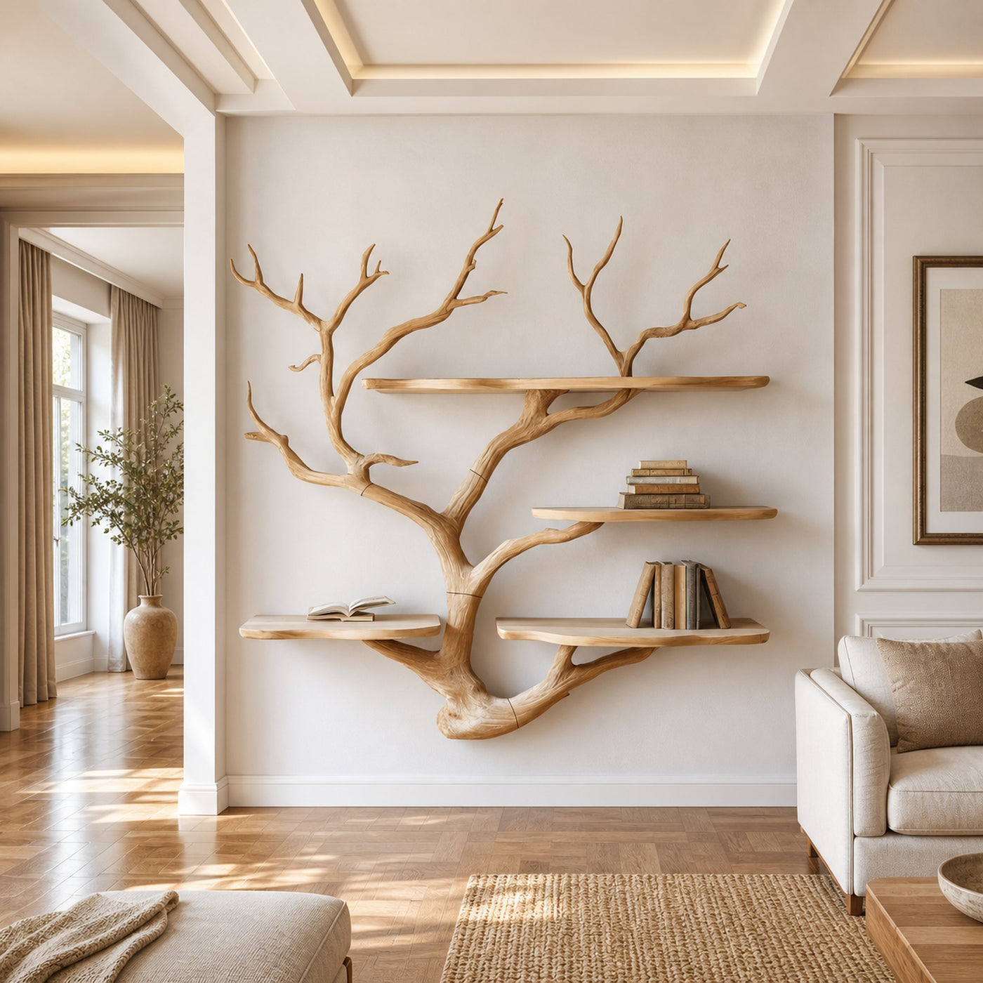 Sculptural Tree Wall Shelf Living Room And Studio