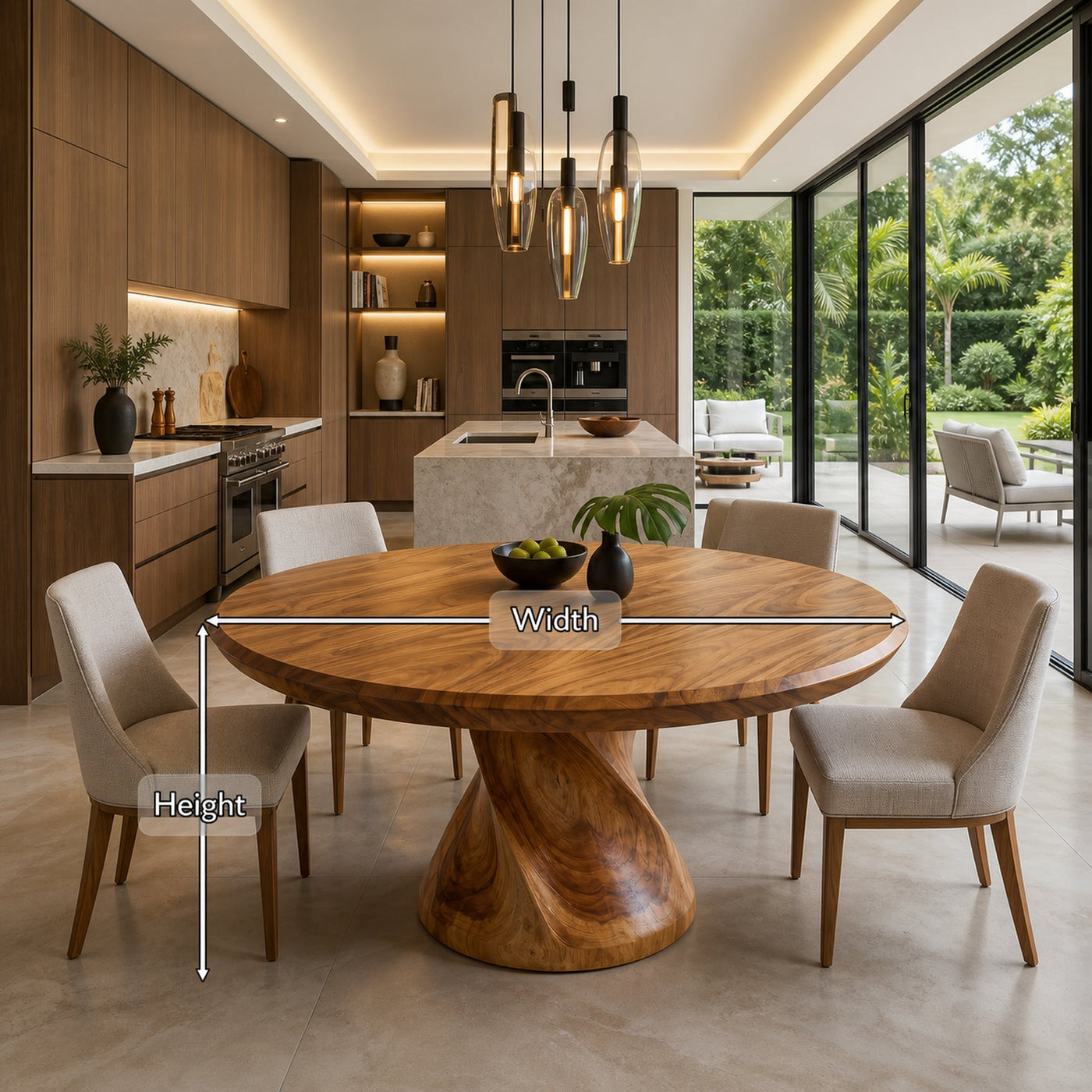 Sculptural Trestle Table For Tropical Dining Room - product view 8