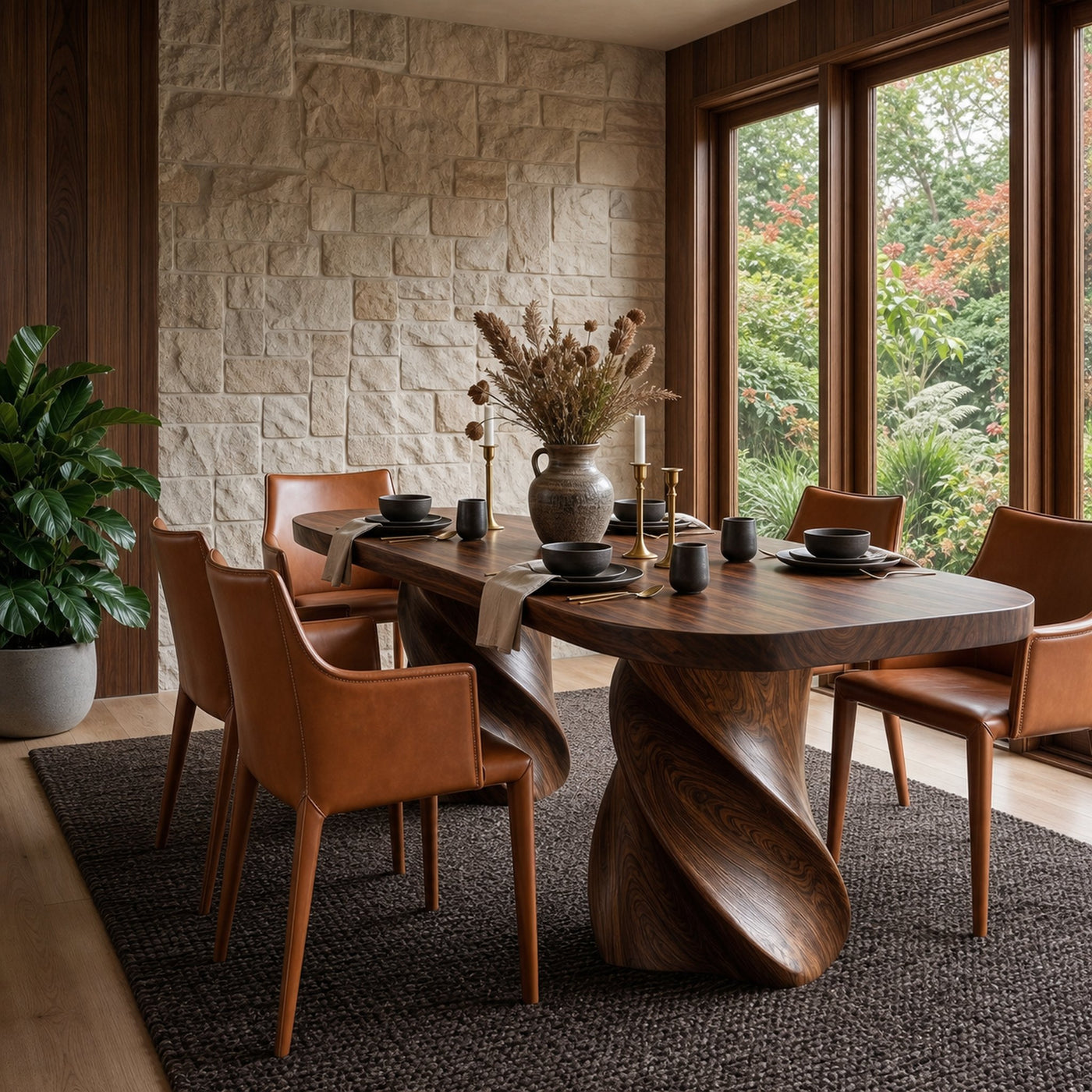 Sculptural Twisted Base Dining Table For Dining Room And Kitchen - product view 7