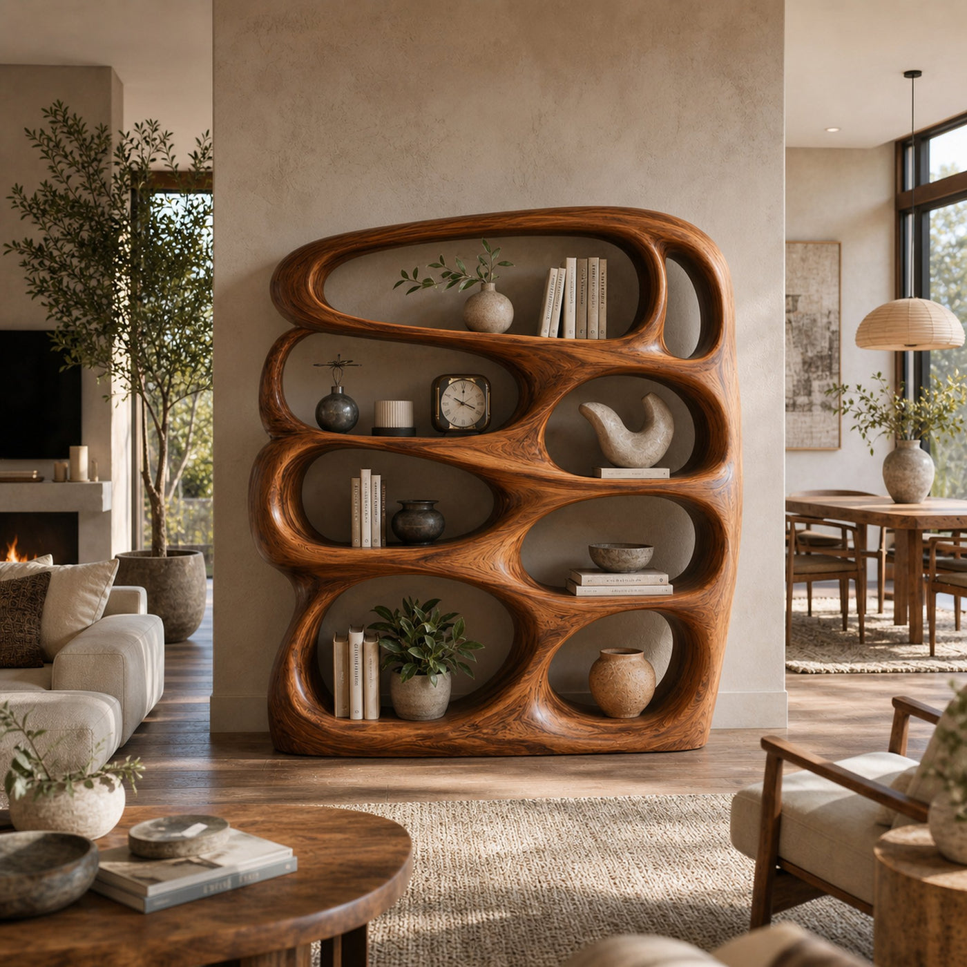 Sculptural Wooden Bookshelf Architecture Inspired Design For Modern Homes
