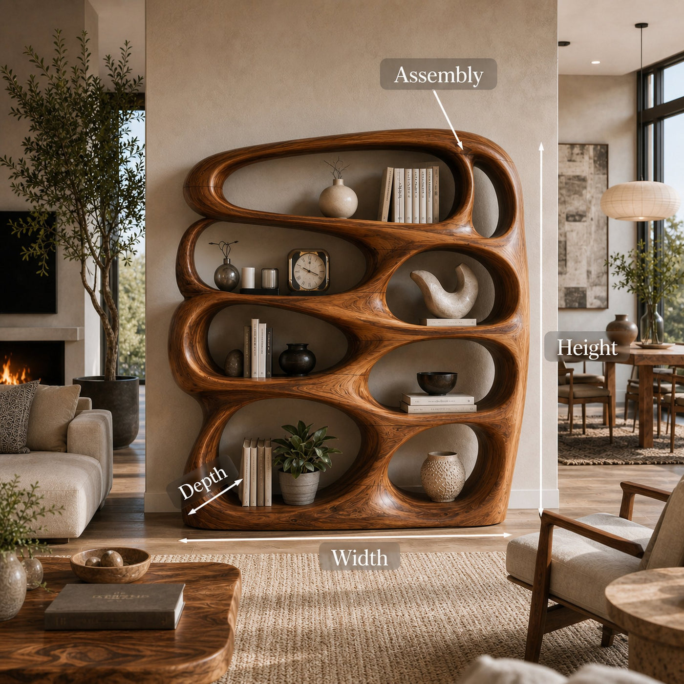 Sculptural Wooden Bookshelf Architecture Inspired Design For Modern Homes - product view 8