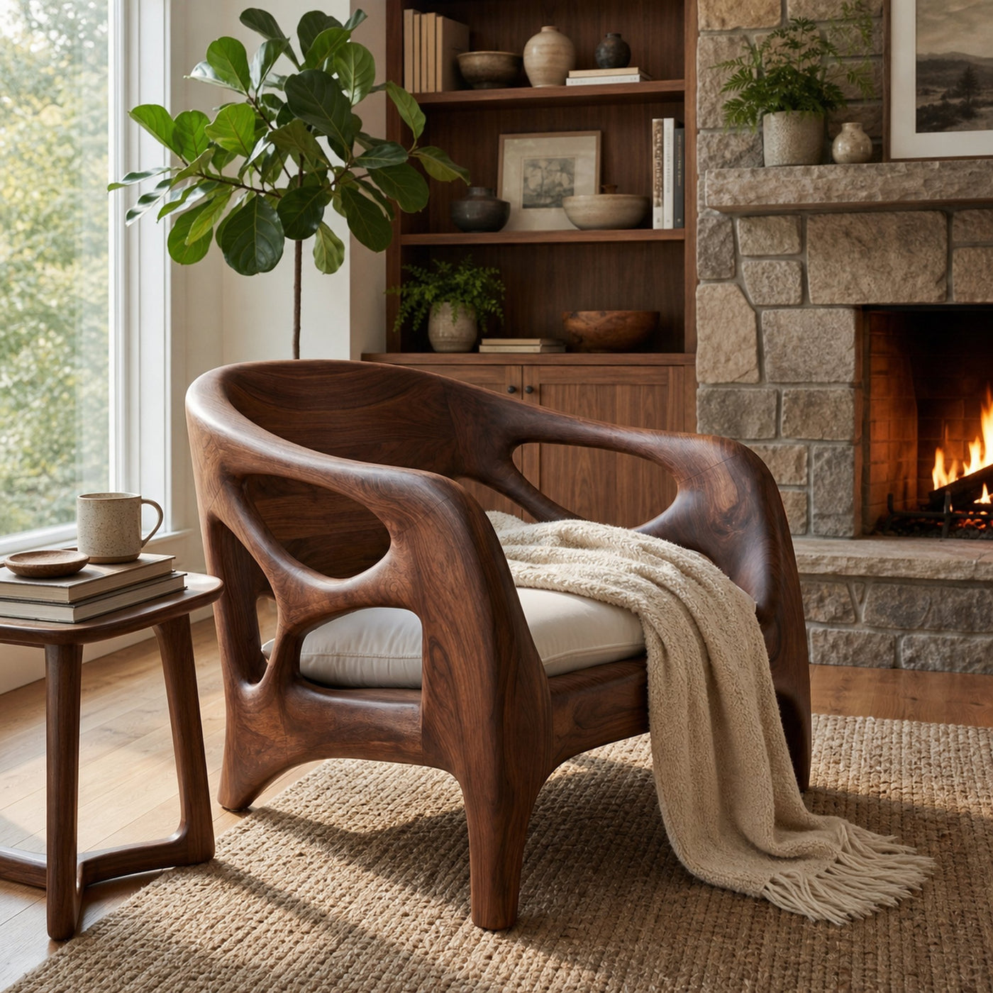 Sculptural Wooden Lounge Chair For Patio - product view 7