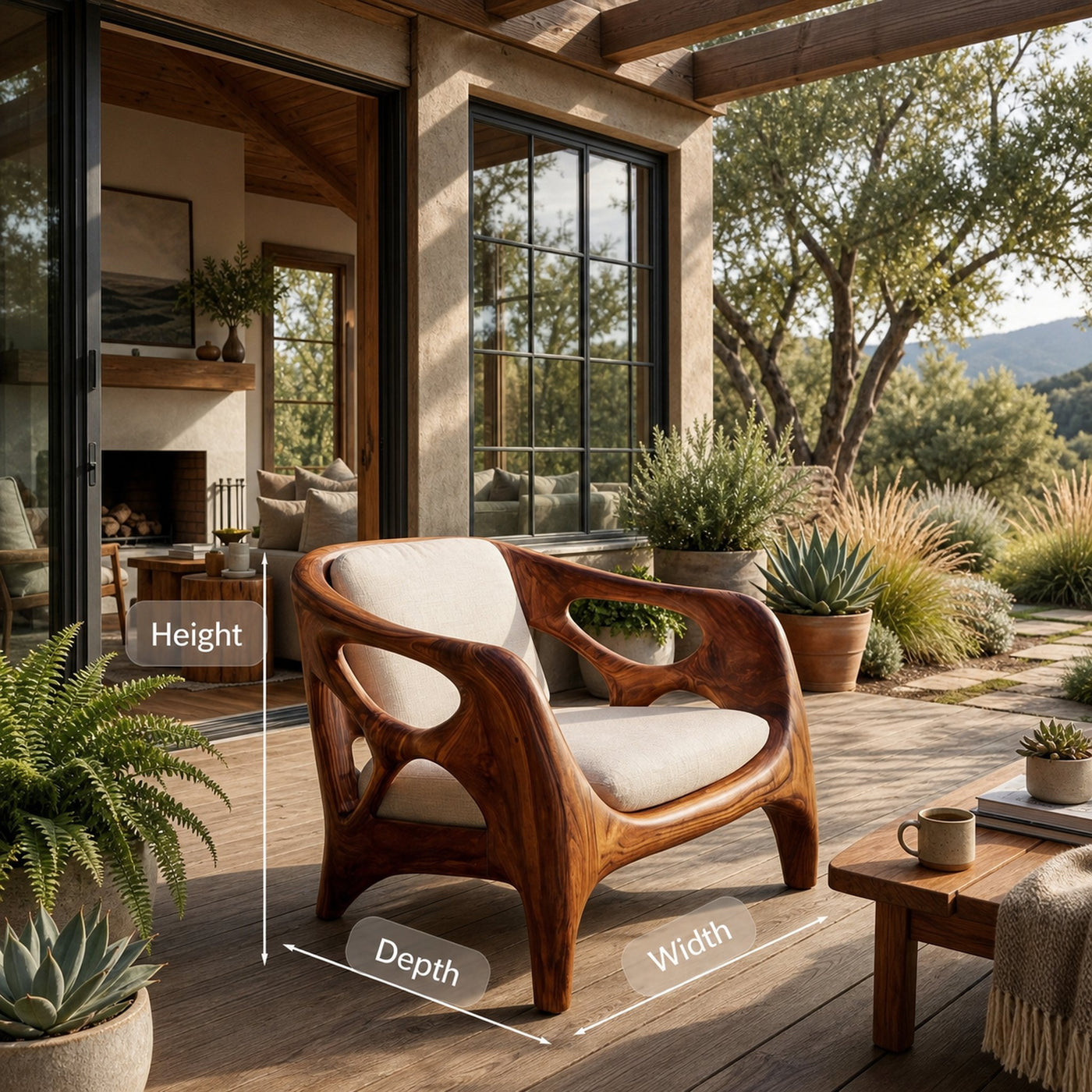 Sculptural Wooden Lounge Chair For Patio - product view 8