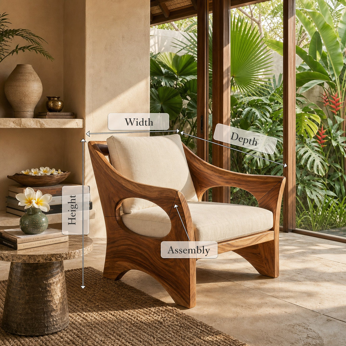 Sculptural Wooden Rocking Chair Modern Villa Interior - product view 8