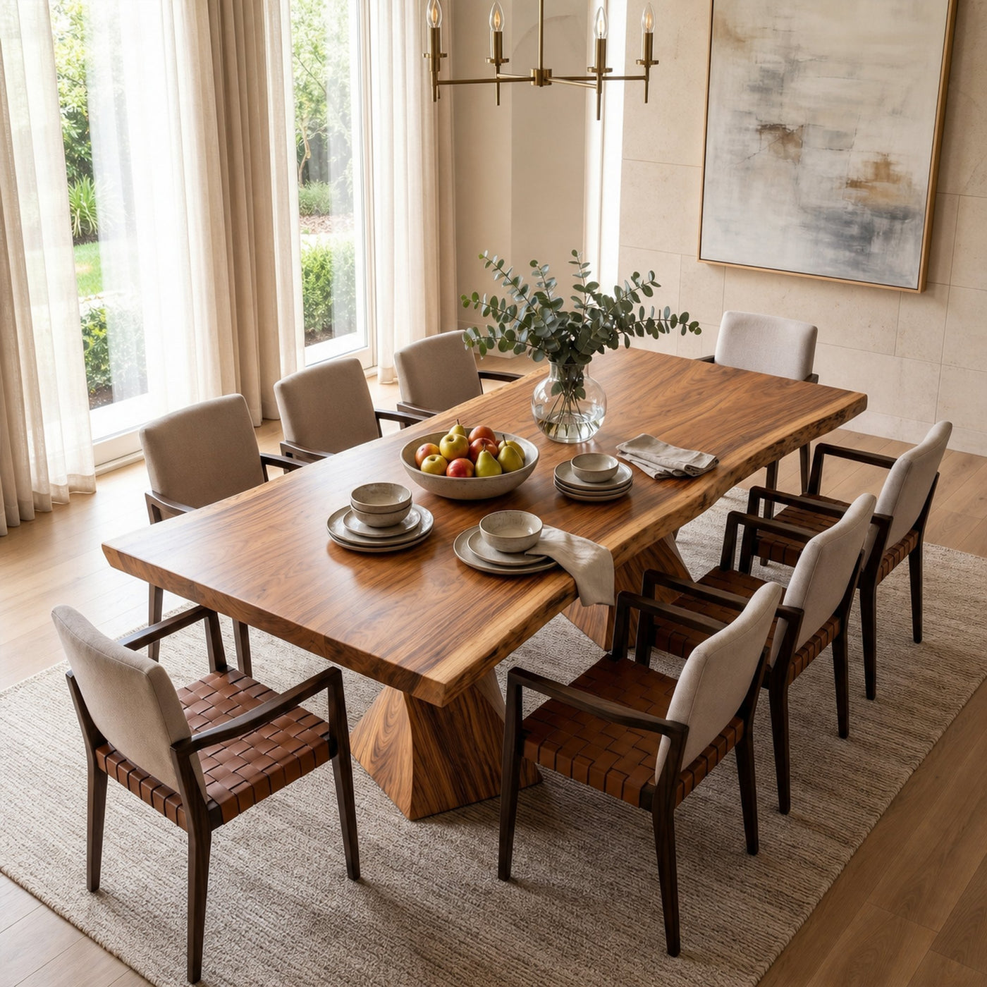 Sculptural X Base Dining Table For Dining Room And Kitchen - product view 2