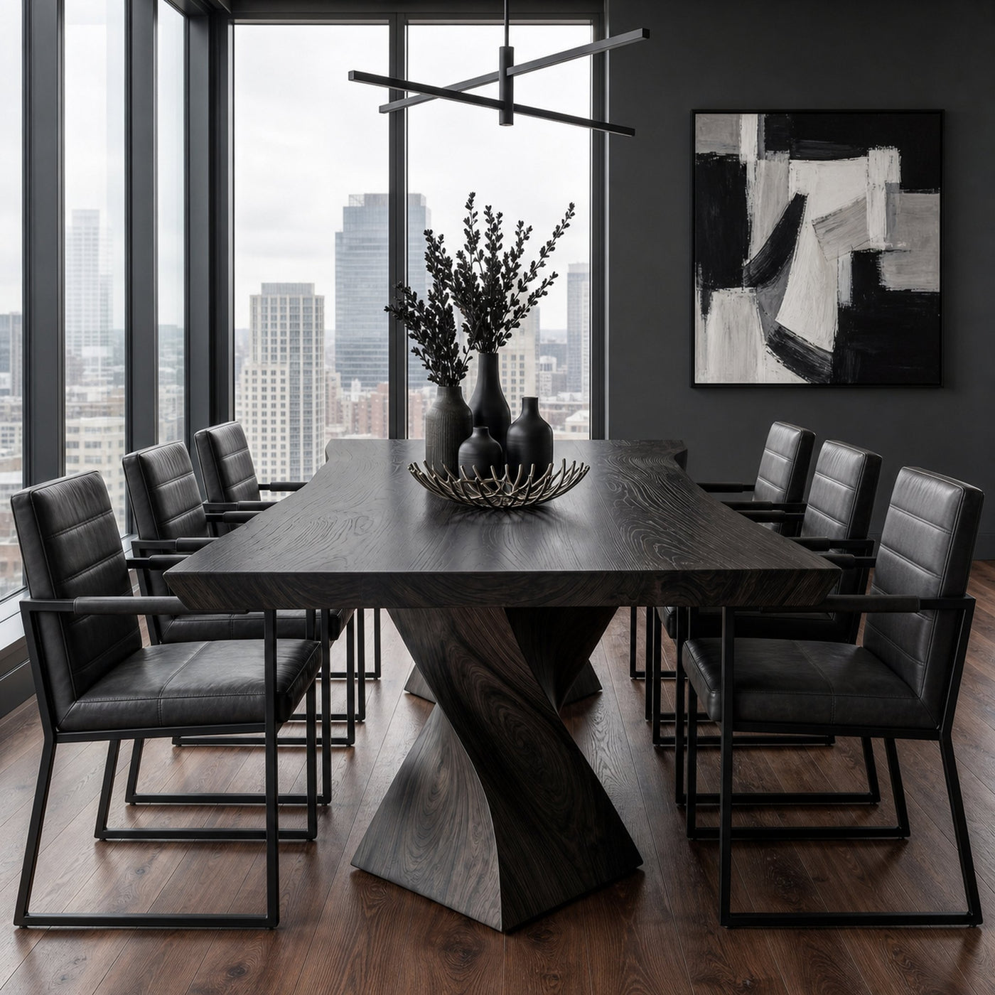 Sculptural X Base Dining Table For Dining Room And Kitchen - product view 4