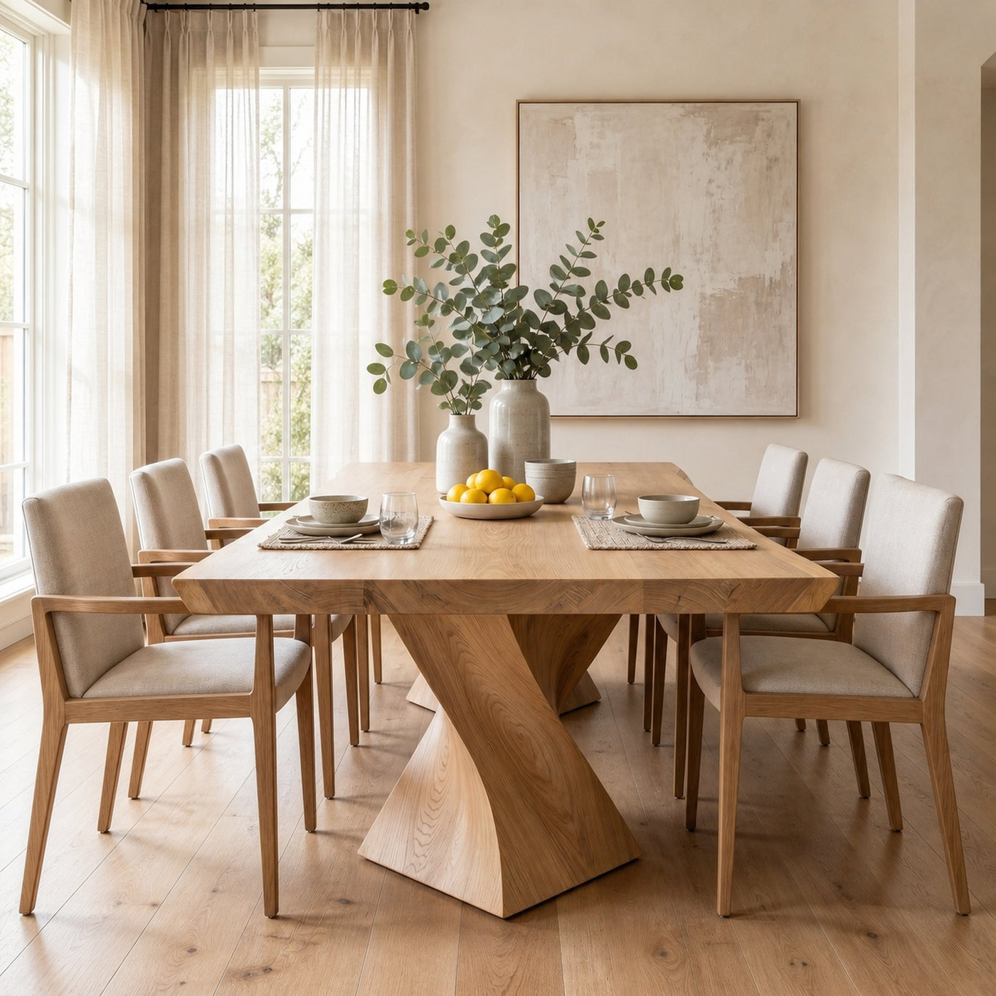 Sculptural X Base Dining Table For Dining Room And Kitchen - product view 5
