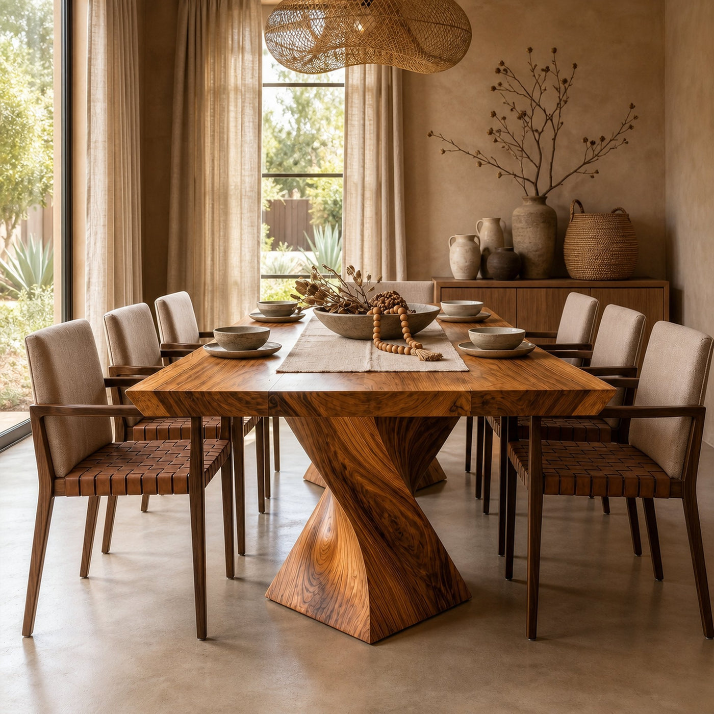 Sculptural X Base Dining Table For Dining Room And Kitchen - product view 6