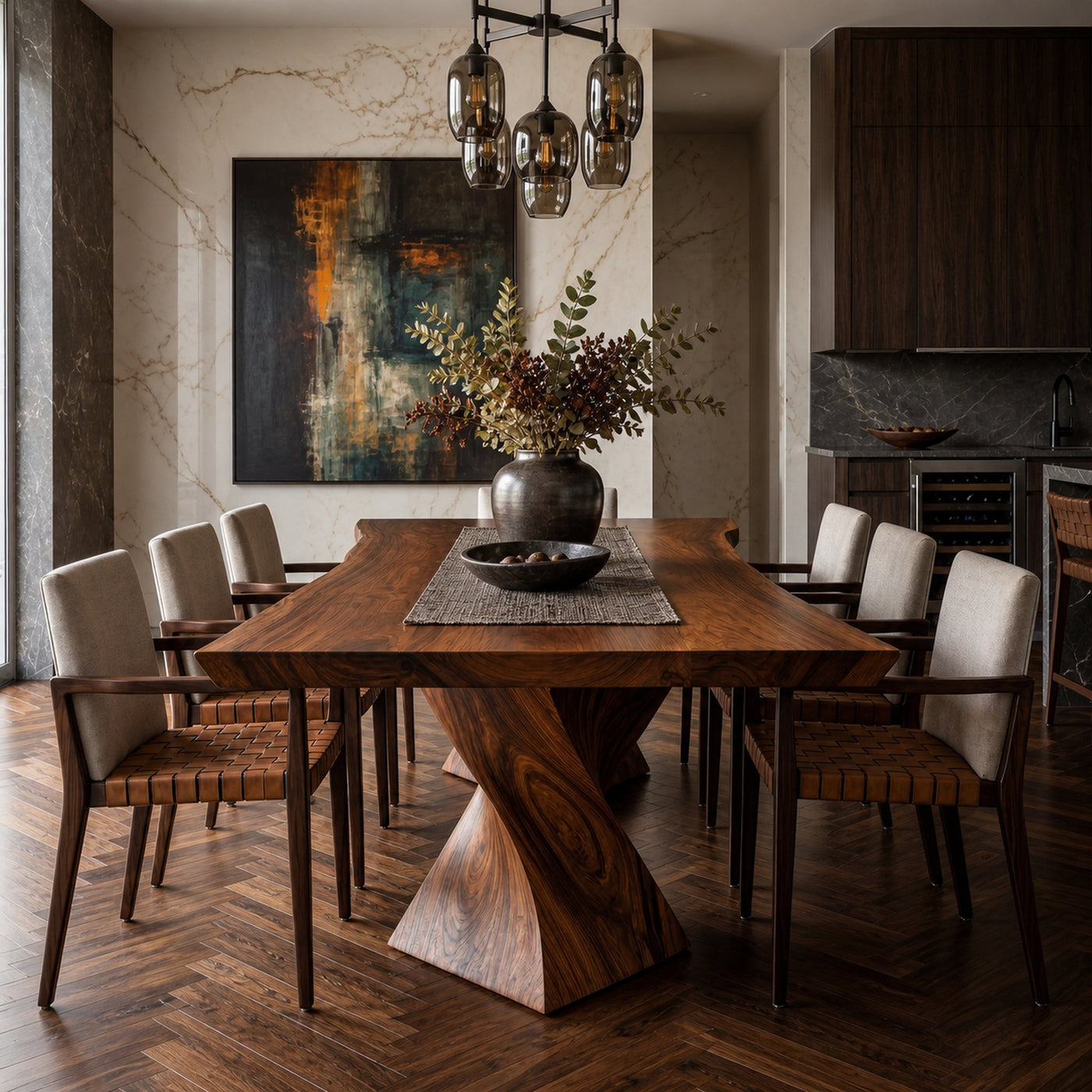 Sculptural X Base Dining Table For Dining Room And Kitchen - product view 7