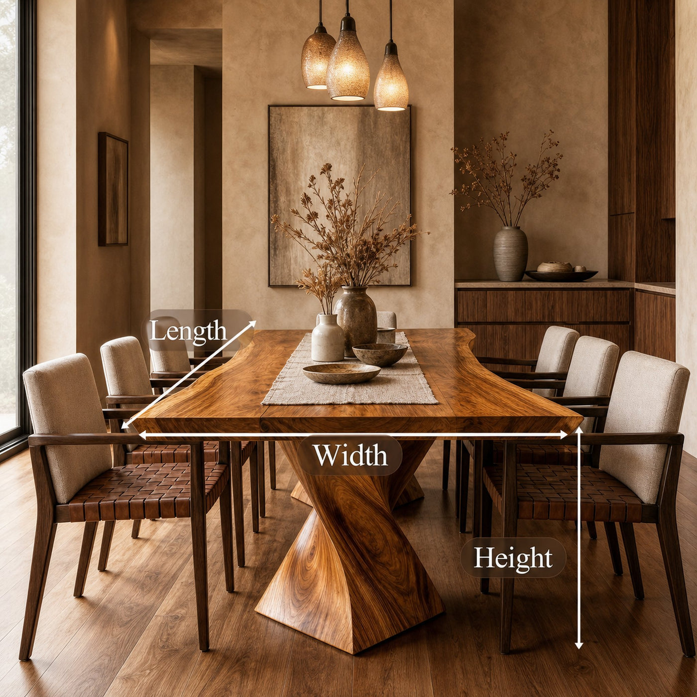 Sculptural X Base Dining Table For Dining Room And Kitchen - product view 8