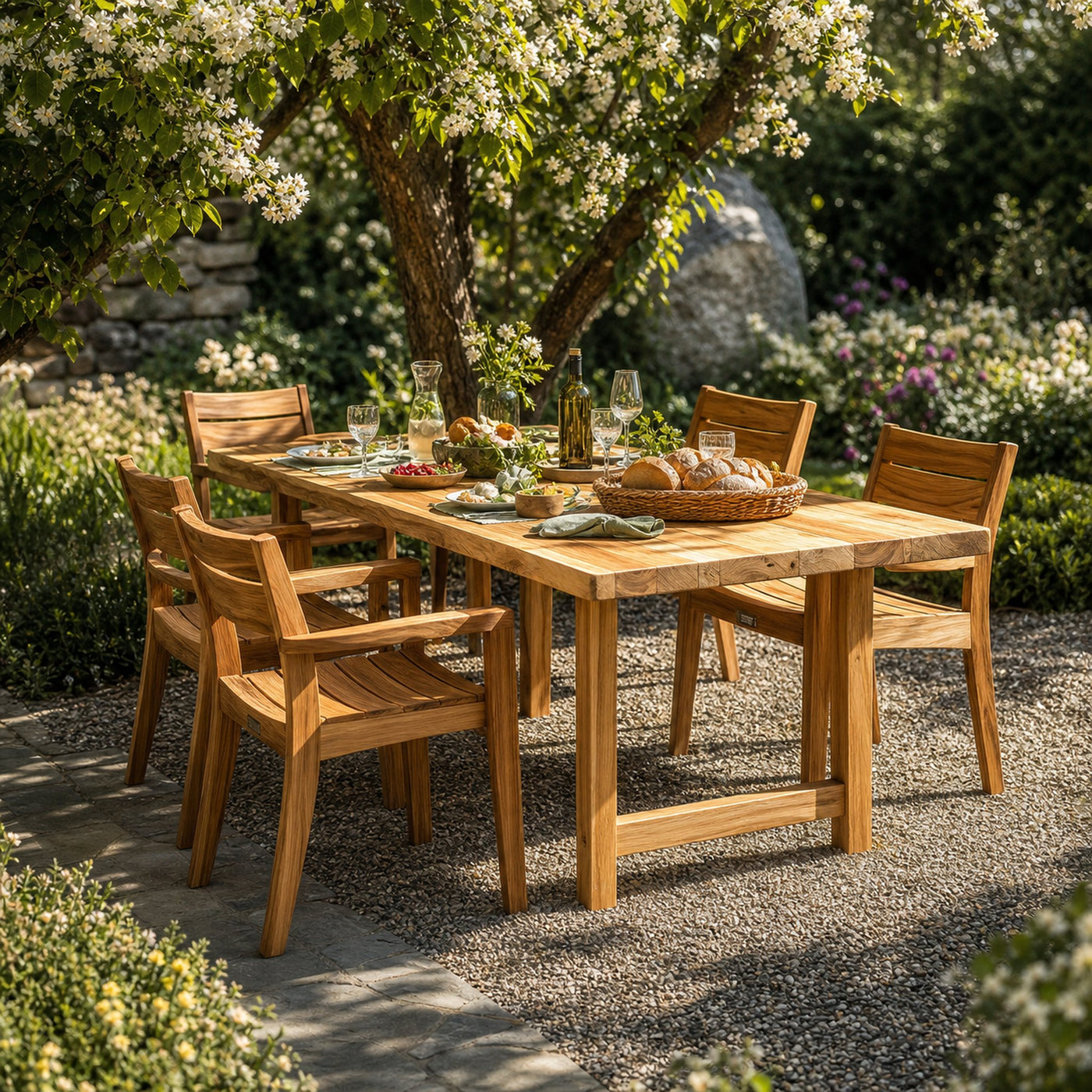 Solid Wood Dining Set Custom Rustic Table Garden Home Decor Gift - product view 2