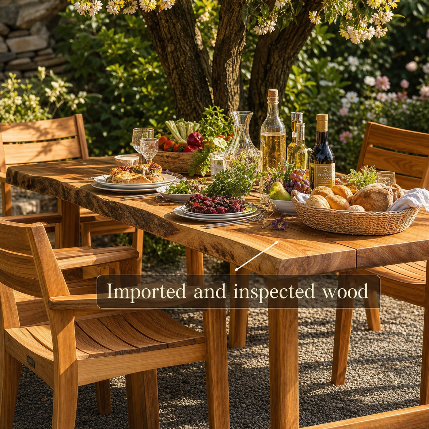 Solid Wood Dining Set Custom Rustic Table Garden Home Decor Gift - product view 4